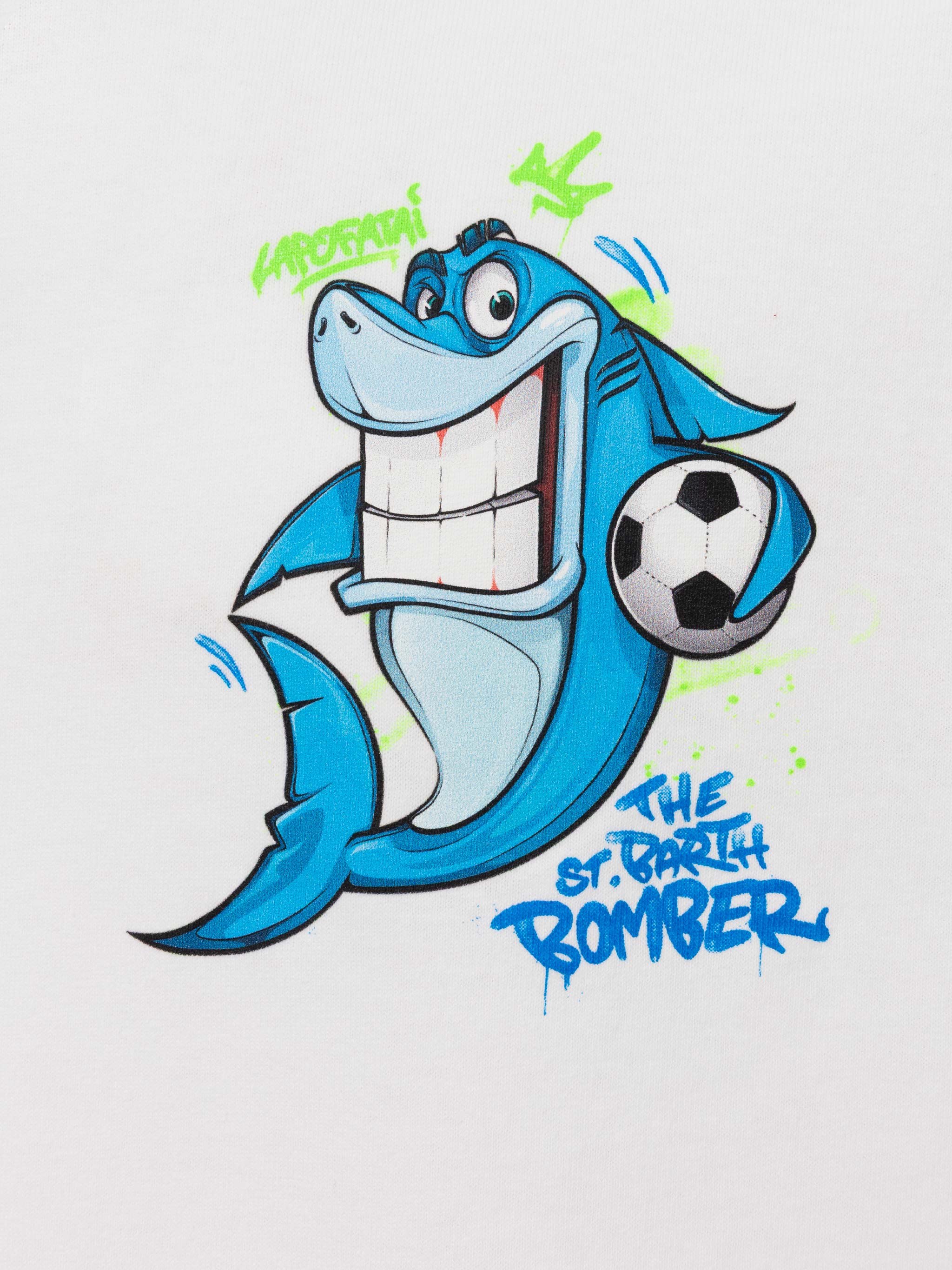 Cotton T-Shirt With Cryptopuppets Shark Bomber Print | Special Edition White
