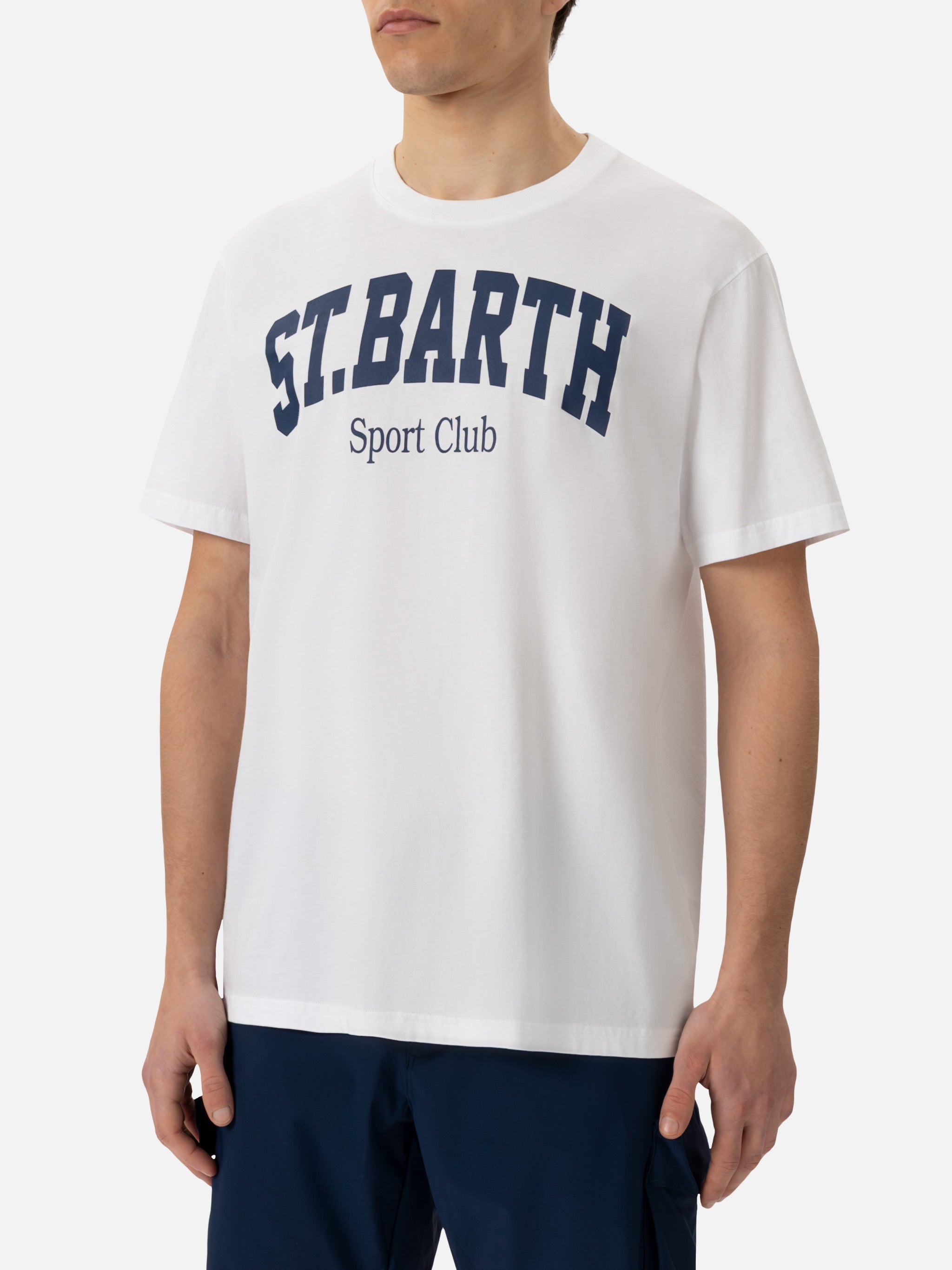 Organic Cotton T-Shirt With St. Barth Sport Club Print White
