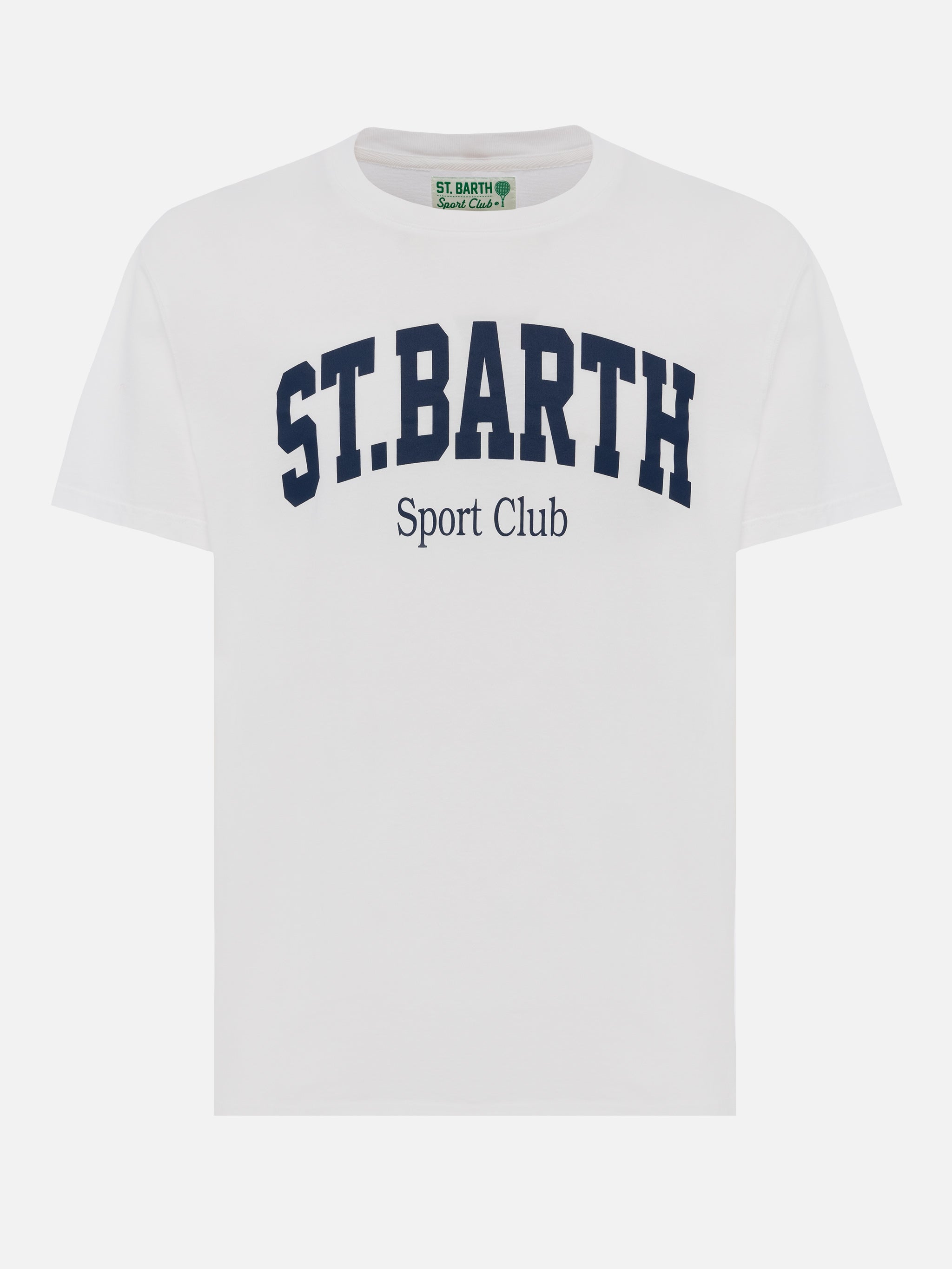 Organic Cotton T-Shirt With St. Barth Sport Club Print White
