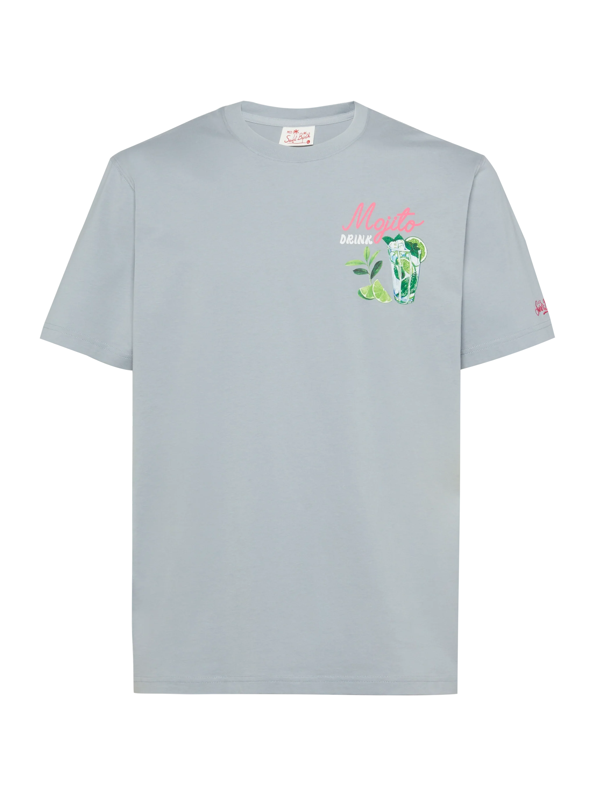 Cotton T-Shirt With Mojito Print Grey