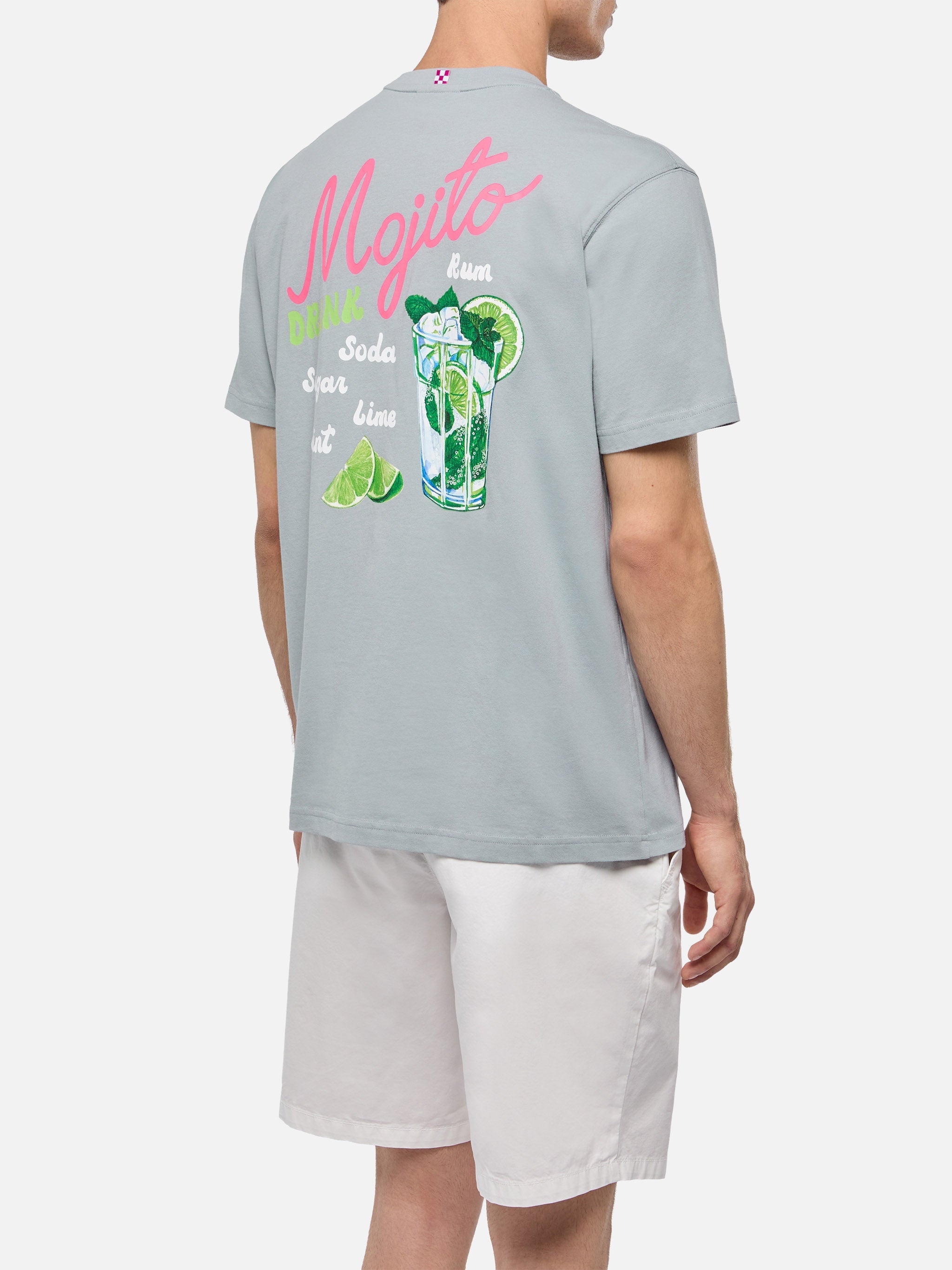 Cotton T-Shirt With Mojito Print Grey