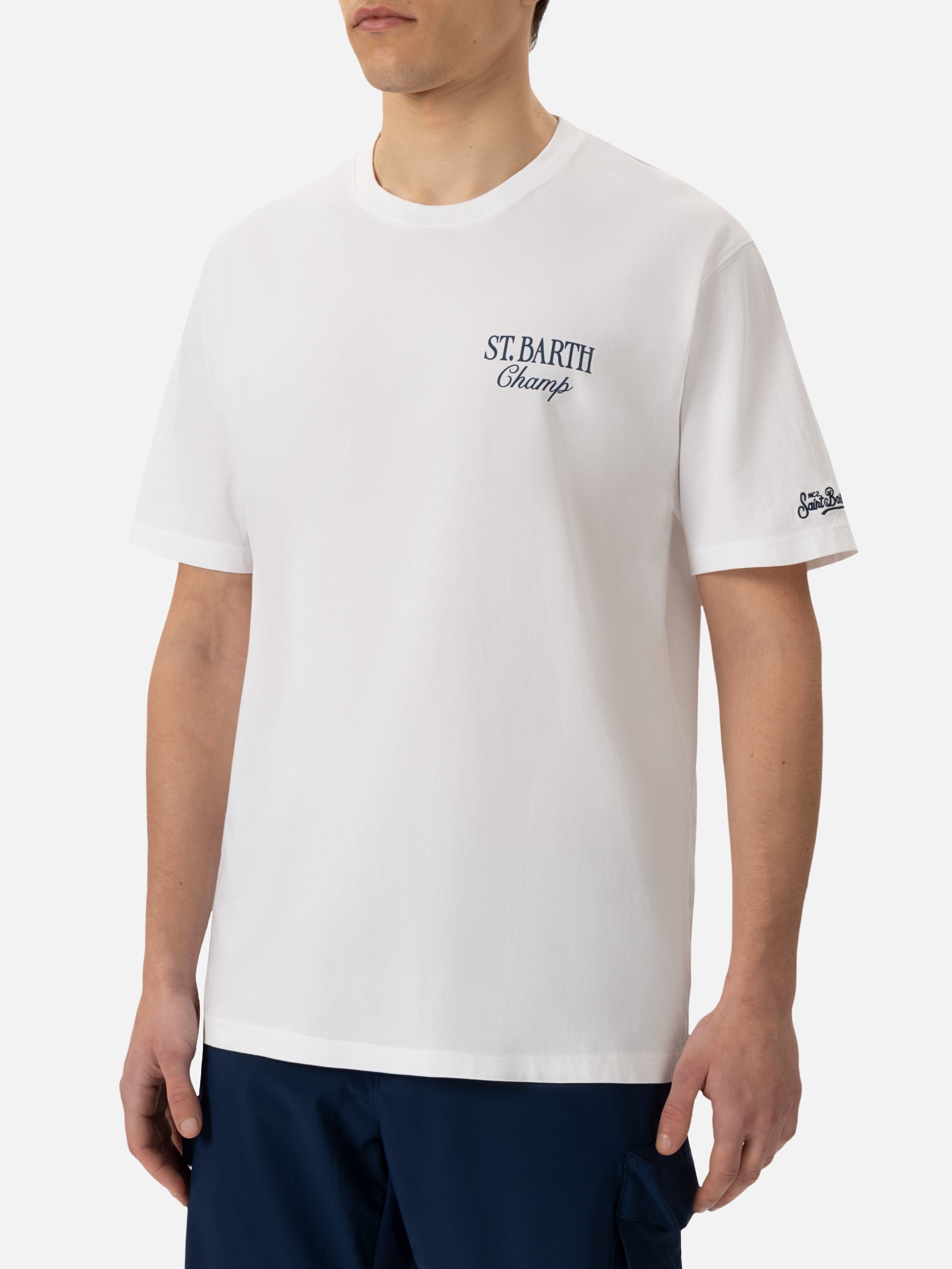 Cotton T-Shirt With St. Barth Tennis Print White