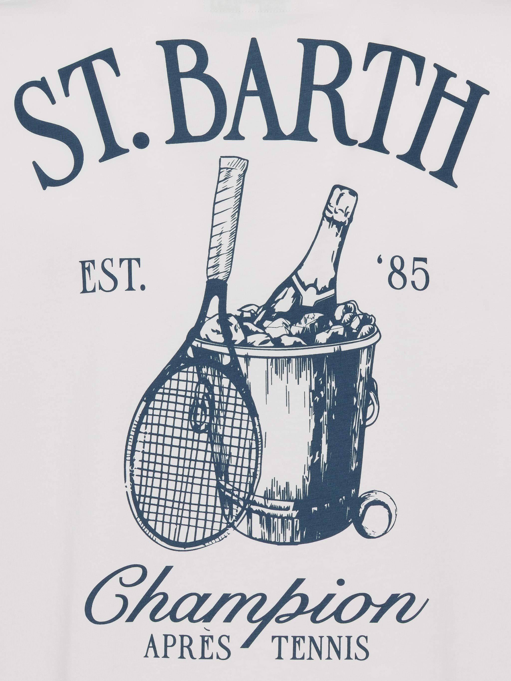 Cotton T-Shirt With St. Barth Tennis Print White