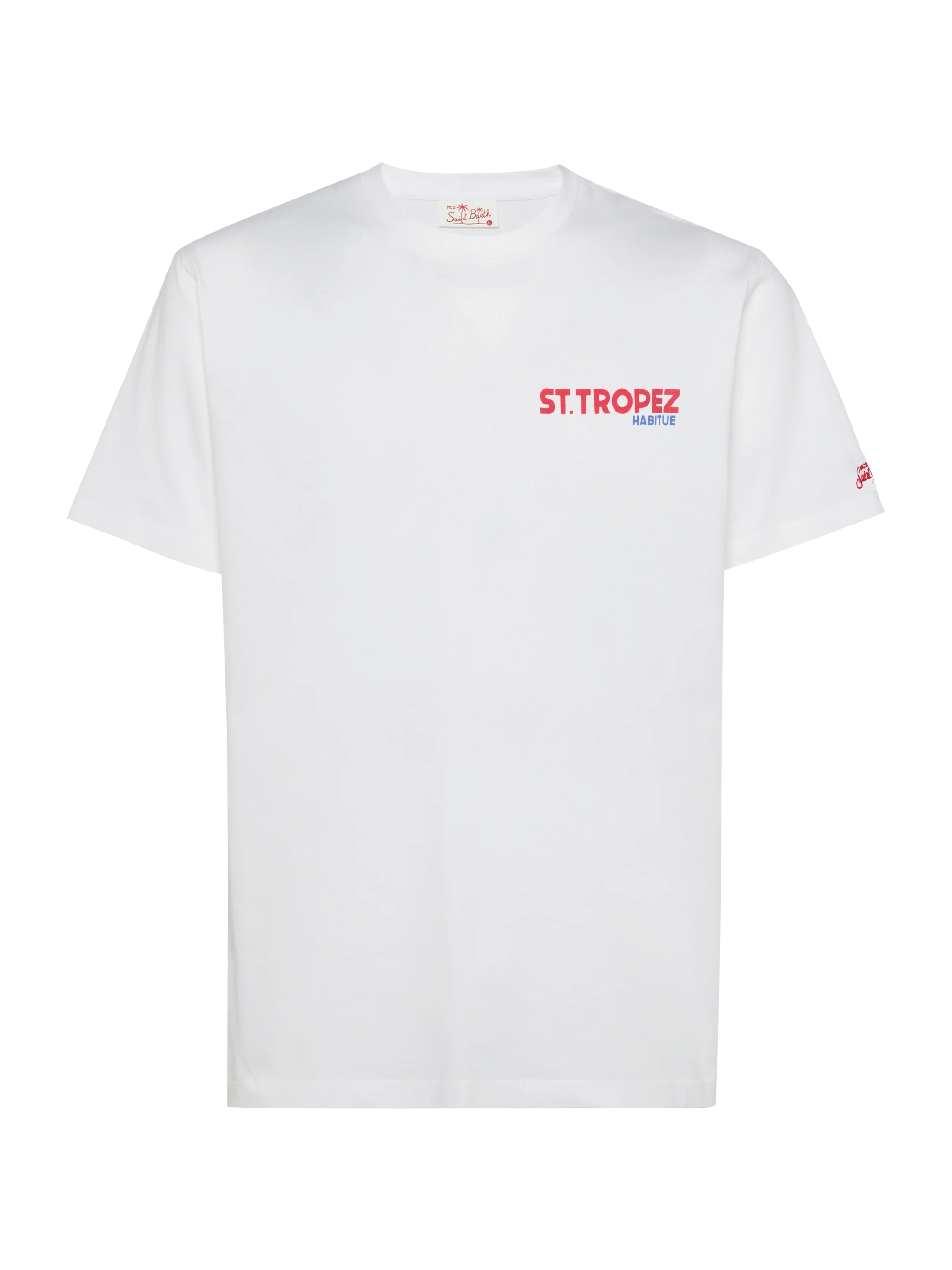 Cotton T-Shirt With St. Tropez Postcard Print White