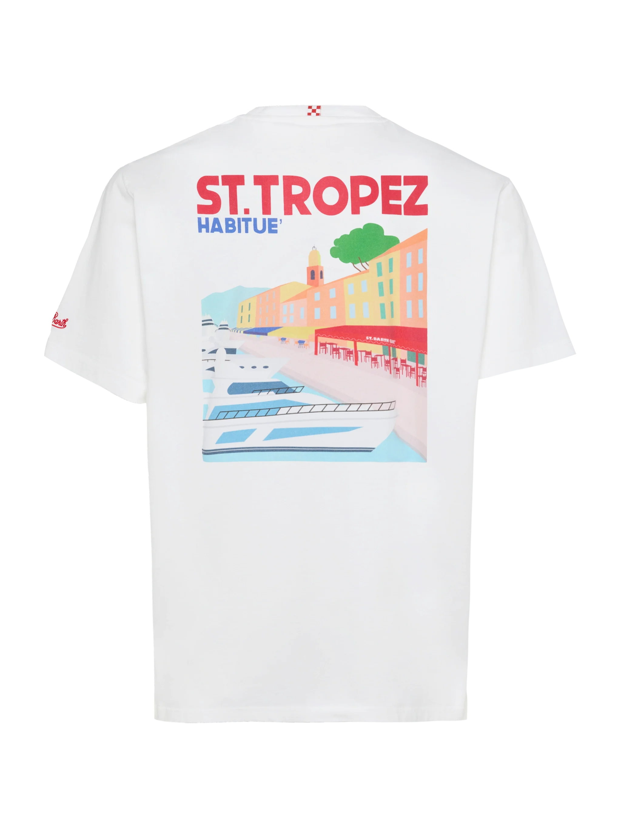 Cotton T-Shirt With St. Tropez Postcard Print White