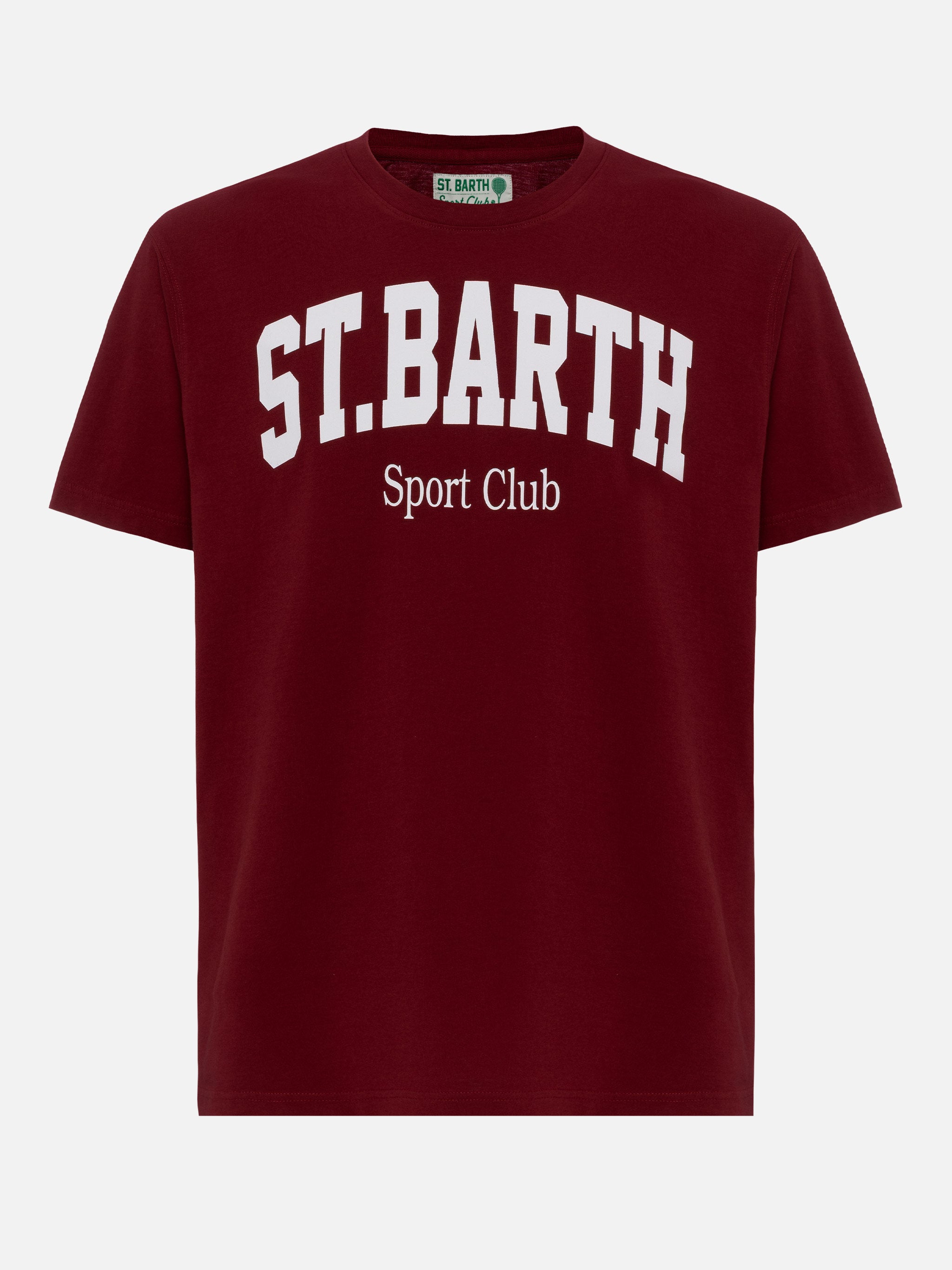 Cotton T-Shirt With St. Barth Sport Club Print Red