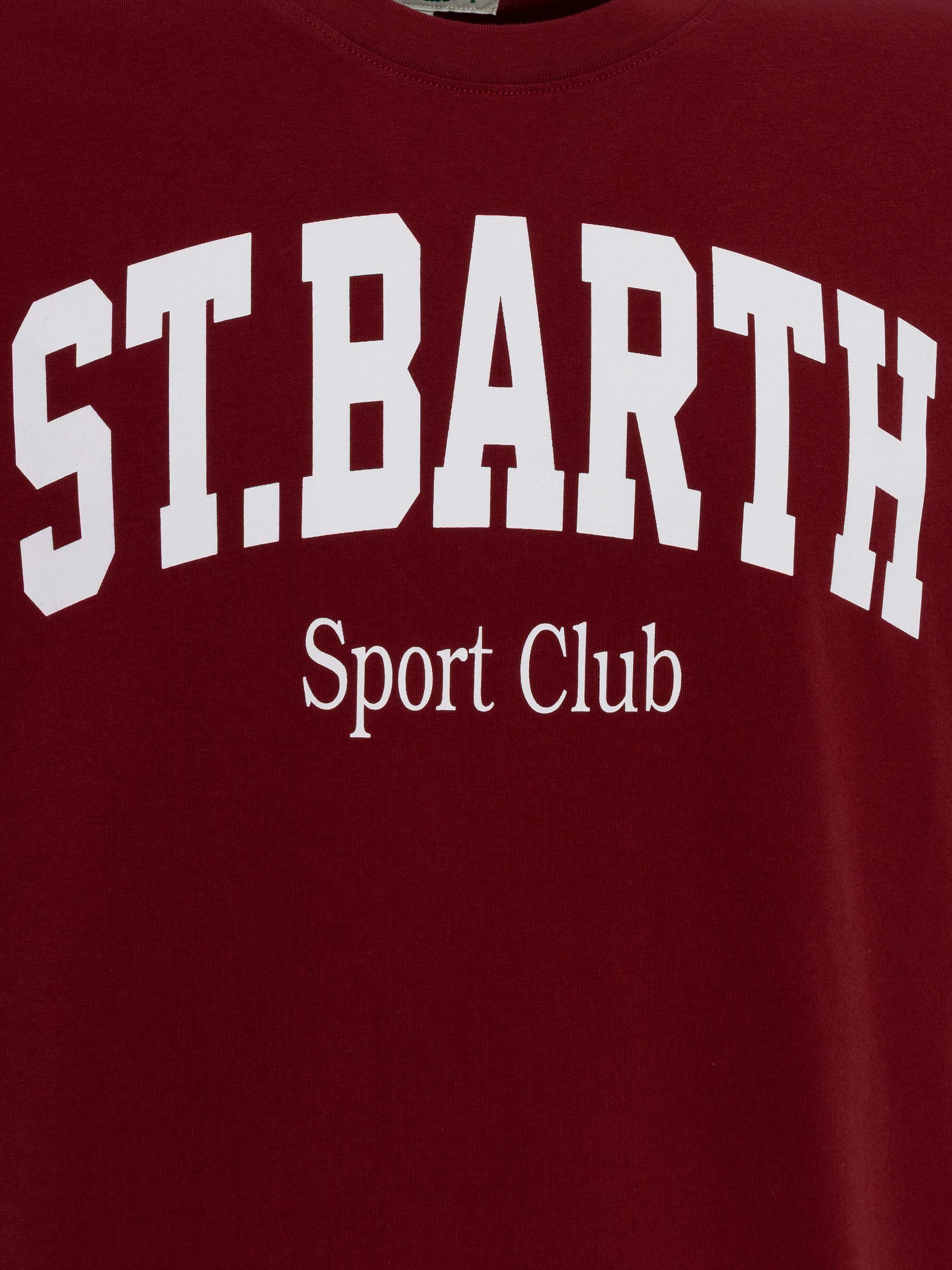 Cotton T-Shirt With St. Barth Sport Club Print Red