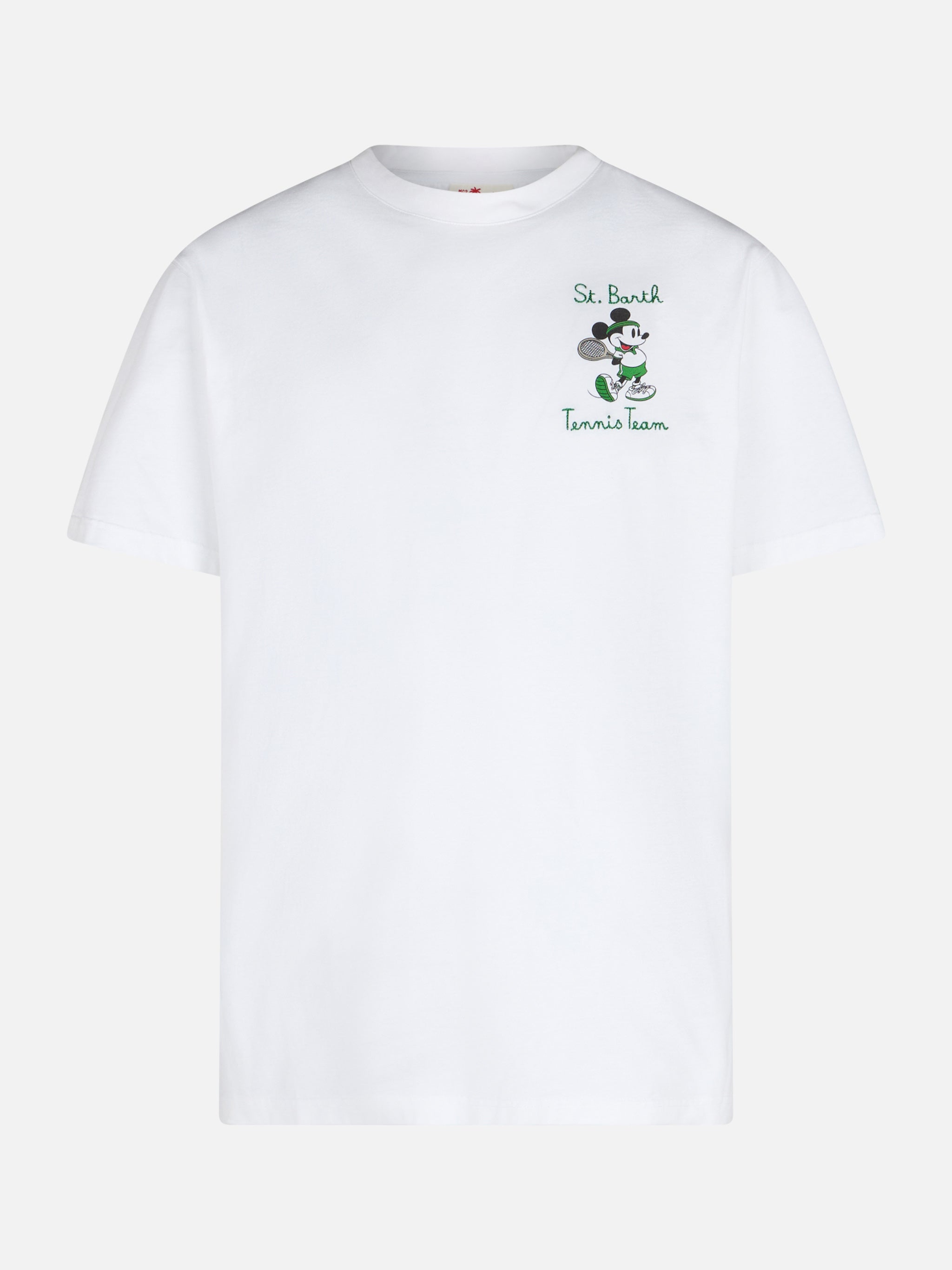 Man Cotton T-Shirt With Mickey Mouse Print And Embroidery | Disney Special Edition White
