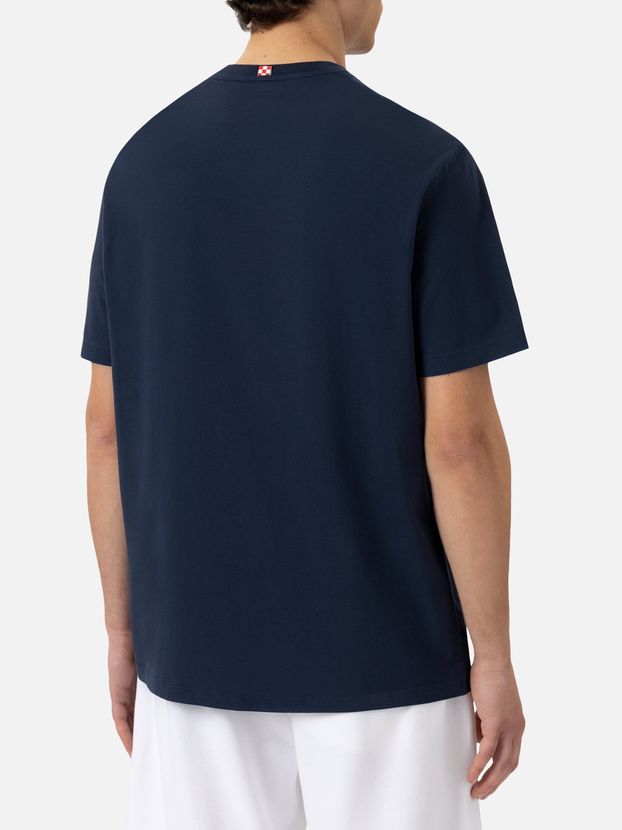 Organic Cotton T-Shirt With Mojito Social Club Embroidery Blue