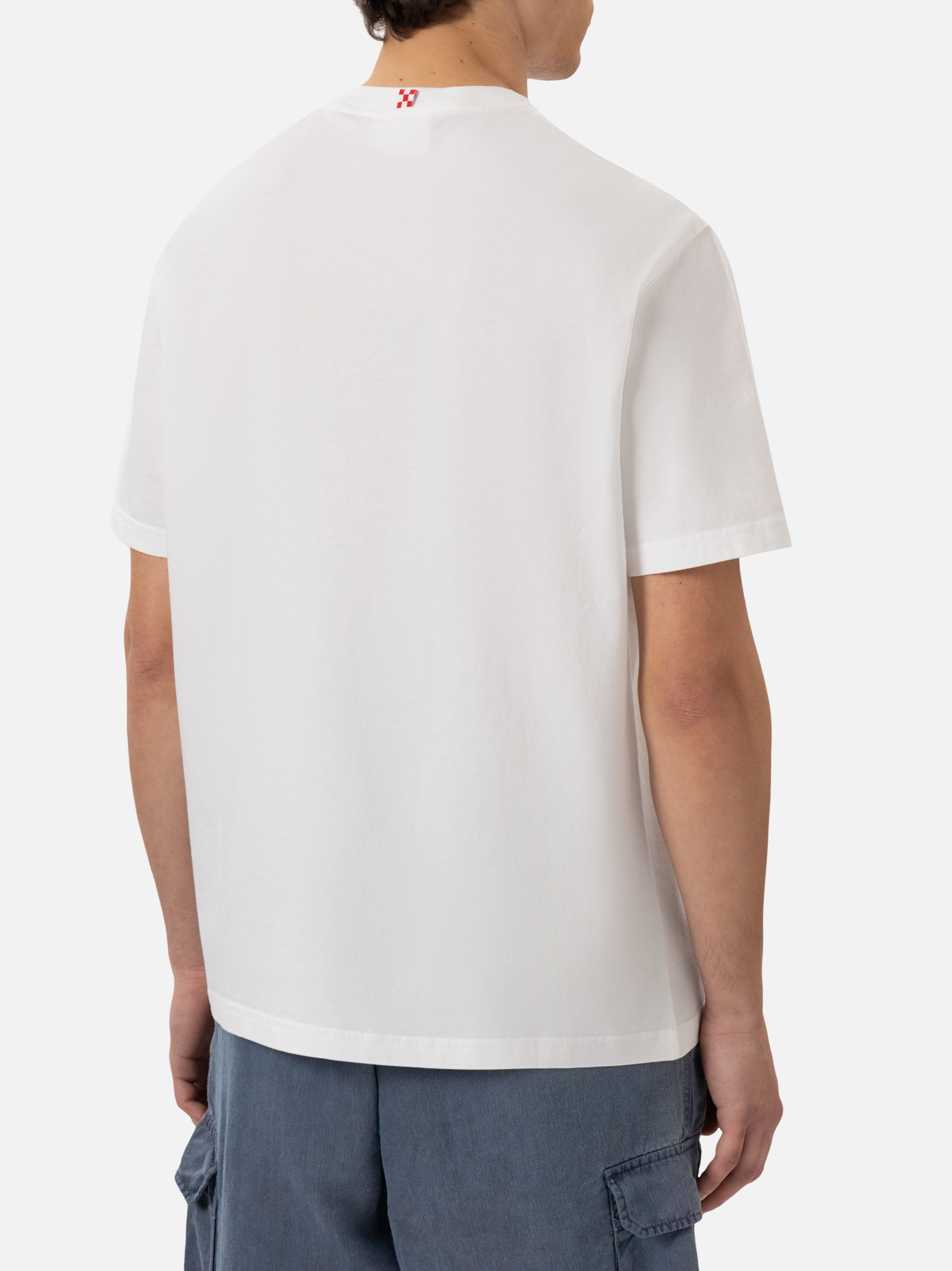 Organic Cotton T-Shirt With Gin Tonic Cocktail Social Club Embroidery White