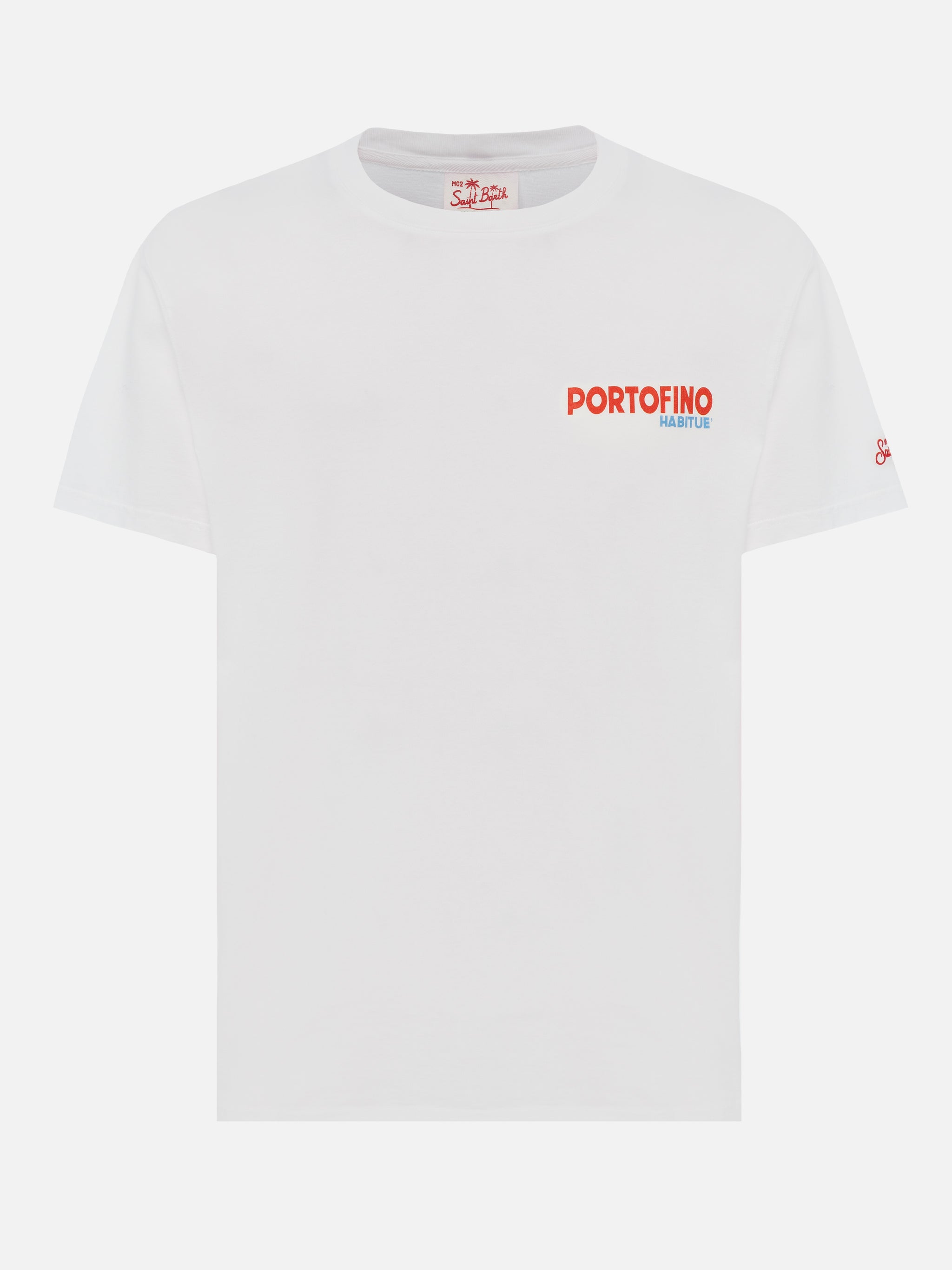 Cotton T-Shirt With Portofino Postcard Print White