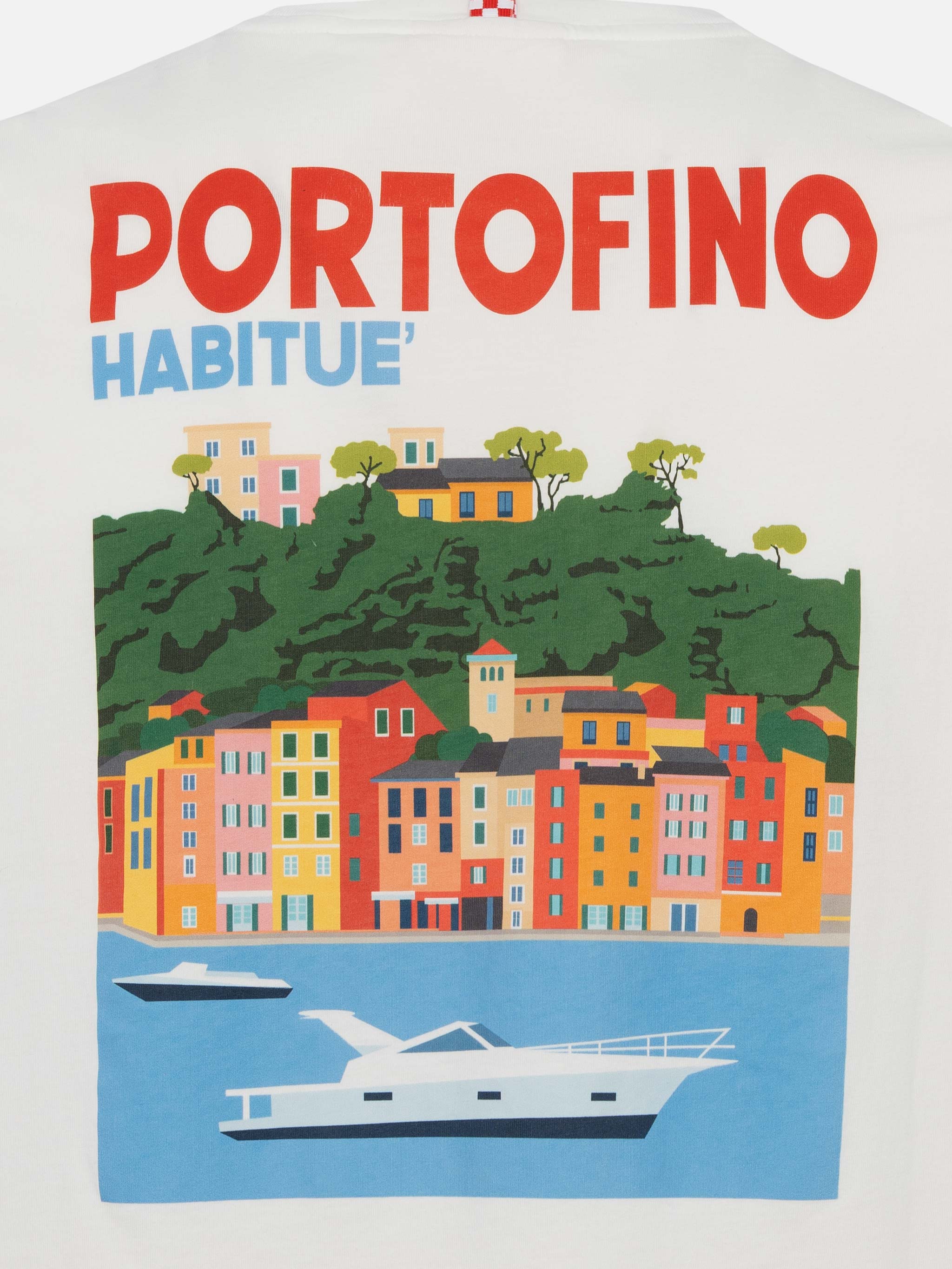 Cotton T-Shirt With Portofino Postcard Print White