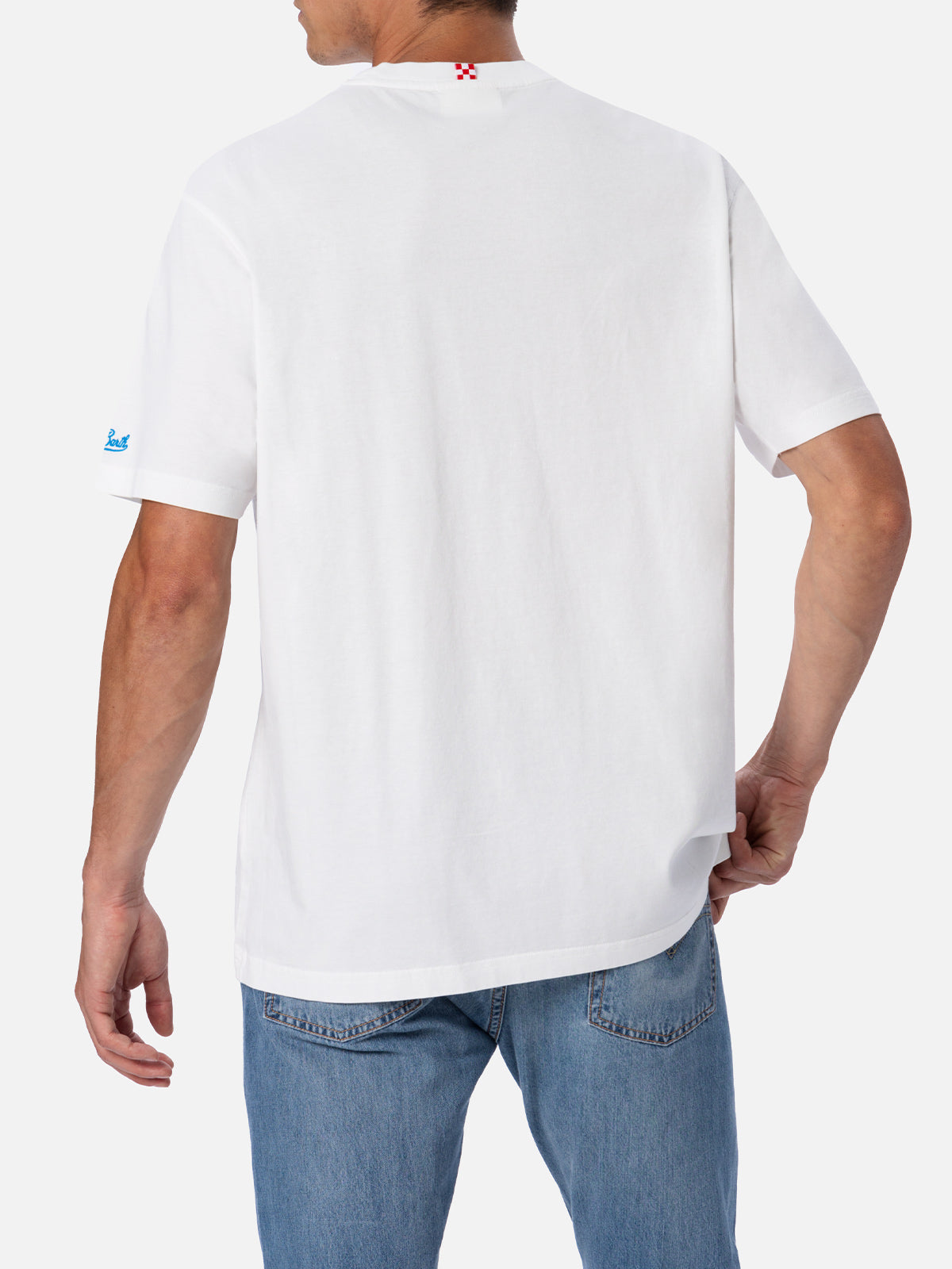 Cotton T-Shirt With Gin Tonic Cocktail Print And Embroidery White