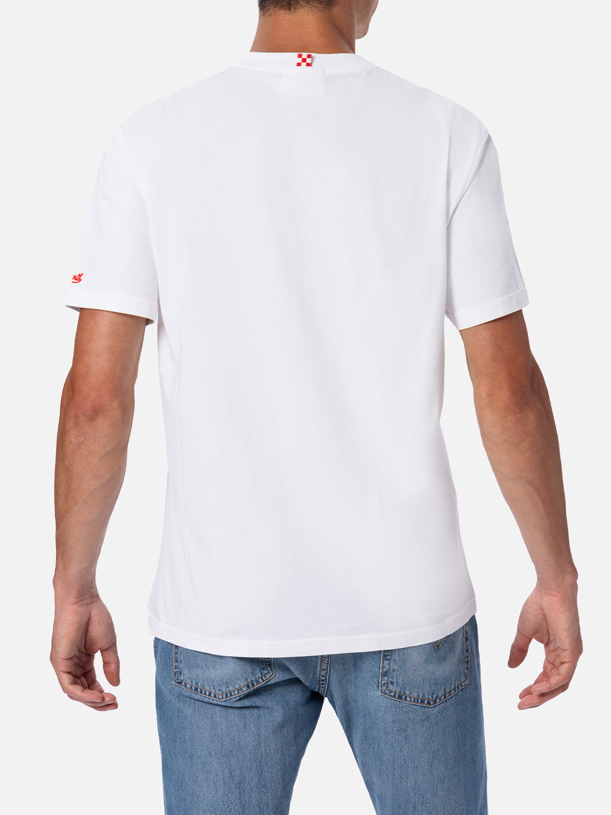 Man Cotton T-Shirt With Aperol Spritz Print And Embroidery | Special Edition White