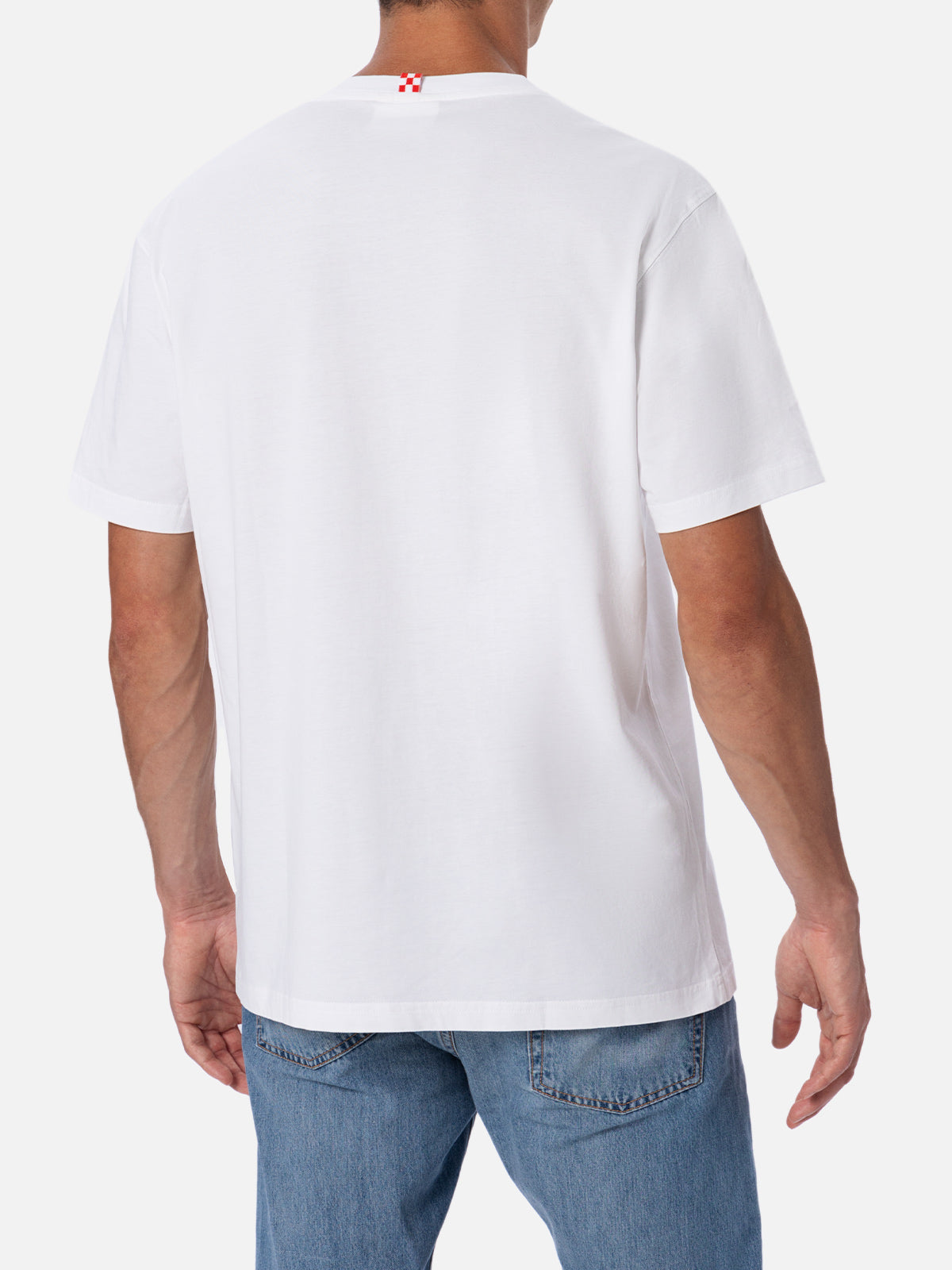 Man Cotton T-Shirt With Fiat 500 Placed Print And Embroidery | Special Edition White