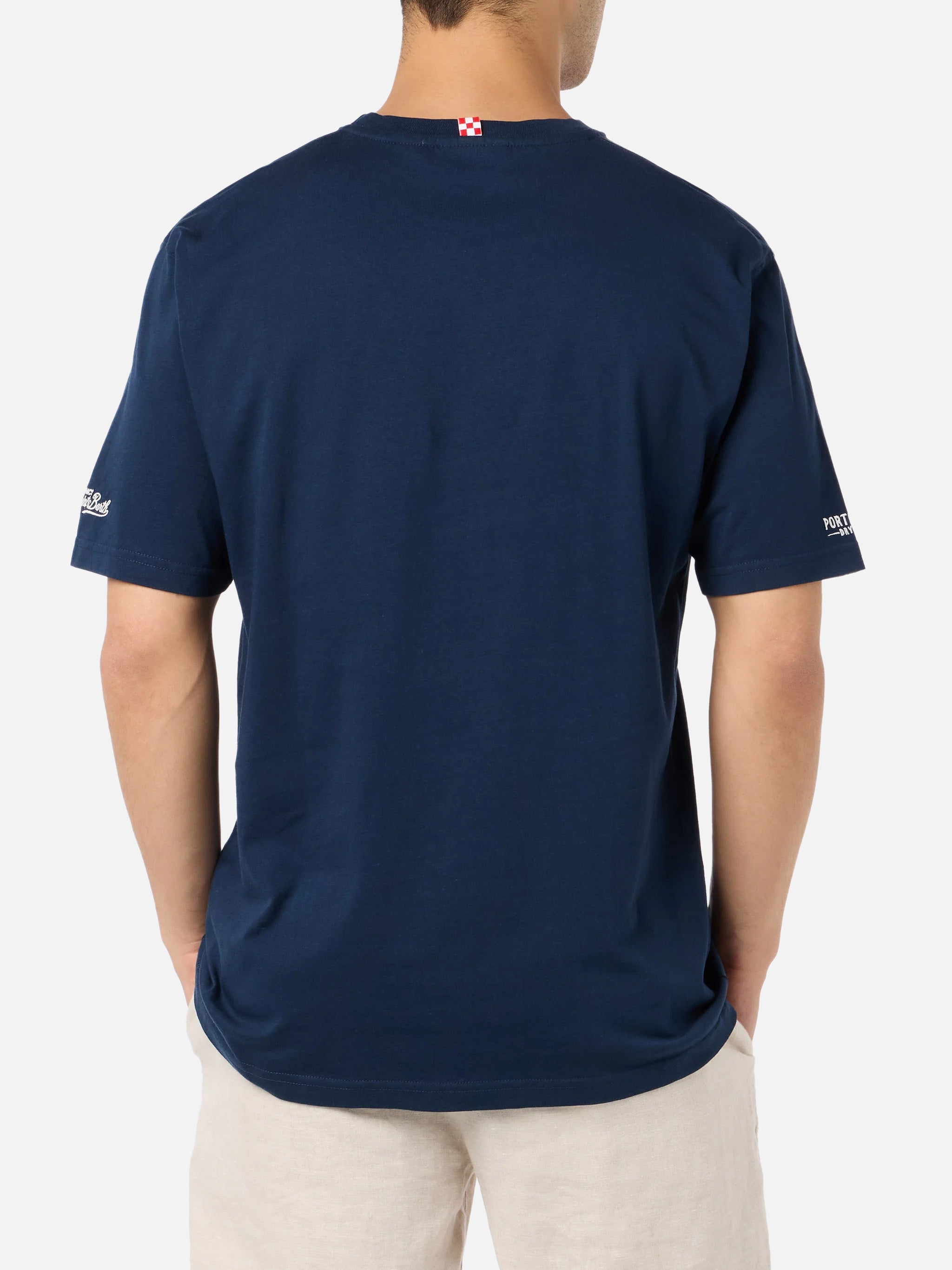 Man Cotton T-Shirt With Portofino Bay Martini Placed Print | Dry Gin Special Edition Blue
