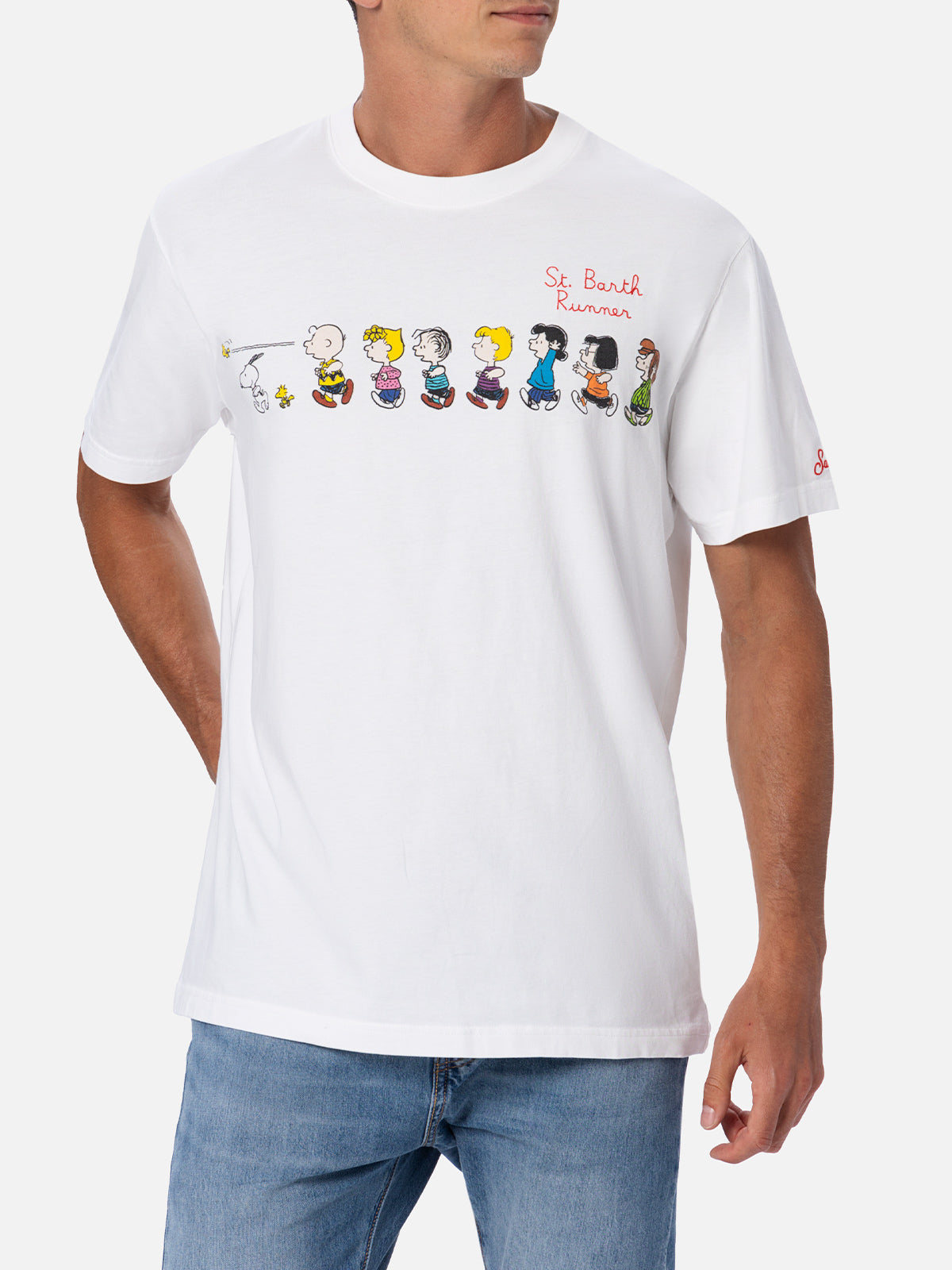 Man Cotton T-Shirt With Peanuts Print And Embroidery| Snoopy Peanuts™ Special Edition White