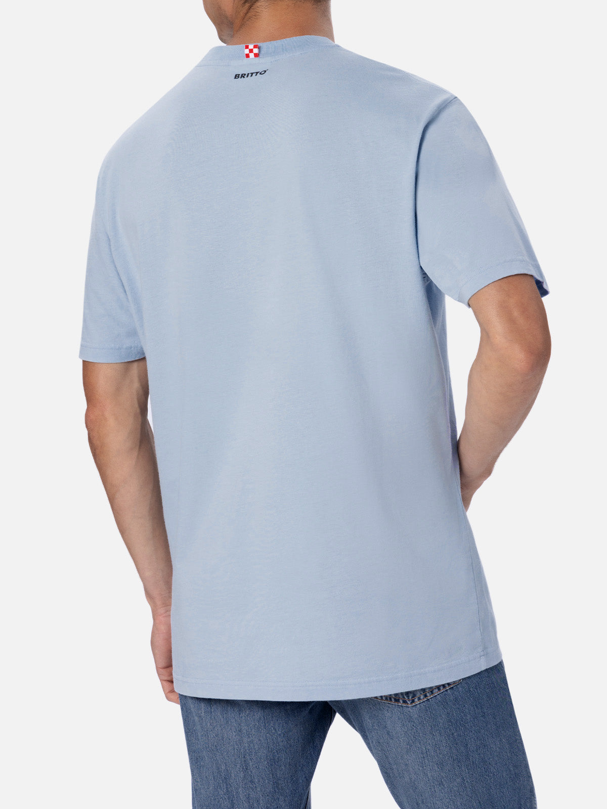 Man Cotton T-Shirt With Britto Glasses Print And Embroidery | ©britto Special Edition Sky