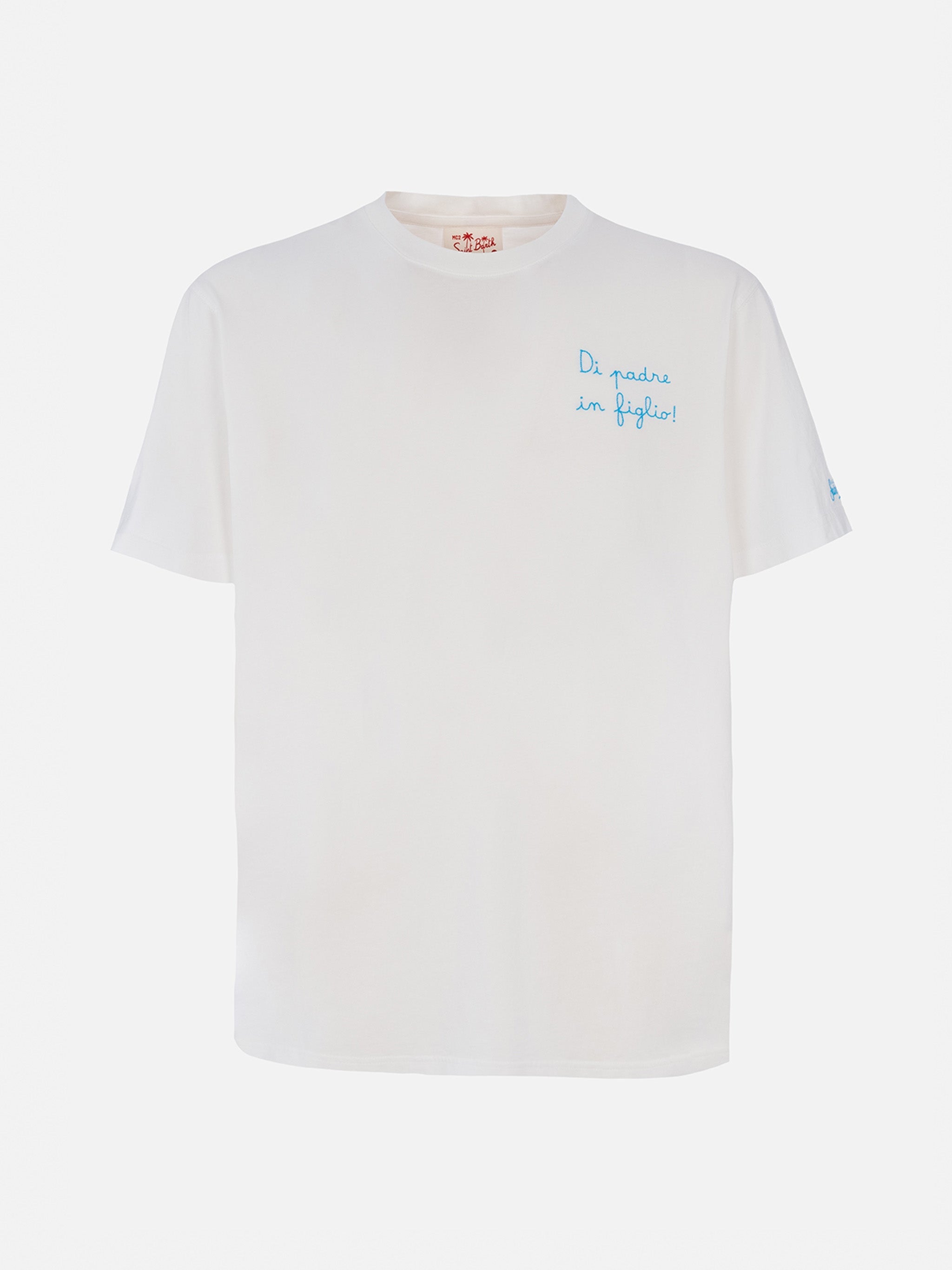 Cotton T-Shirt With Di Padre Figlio Embroidery | Ss Lazio Special Edition White