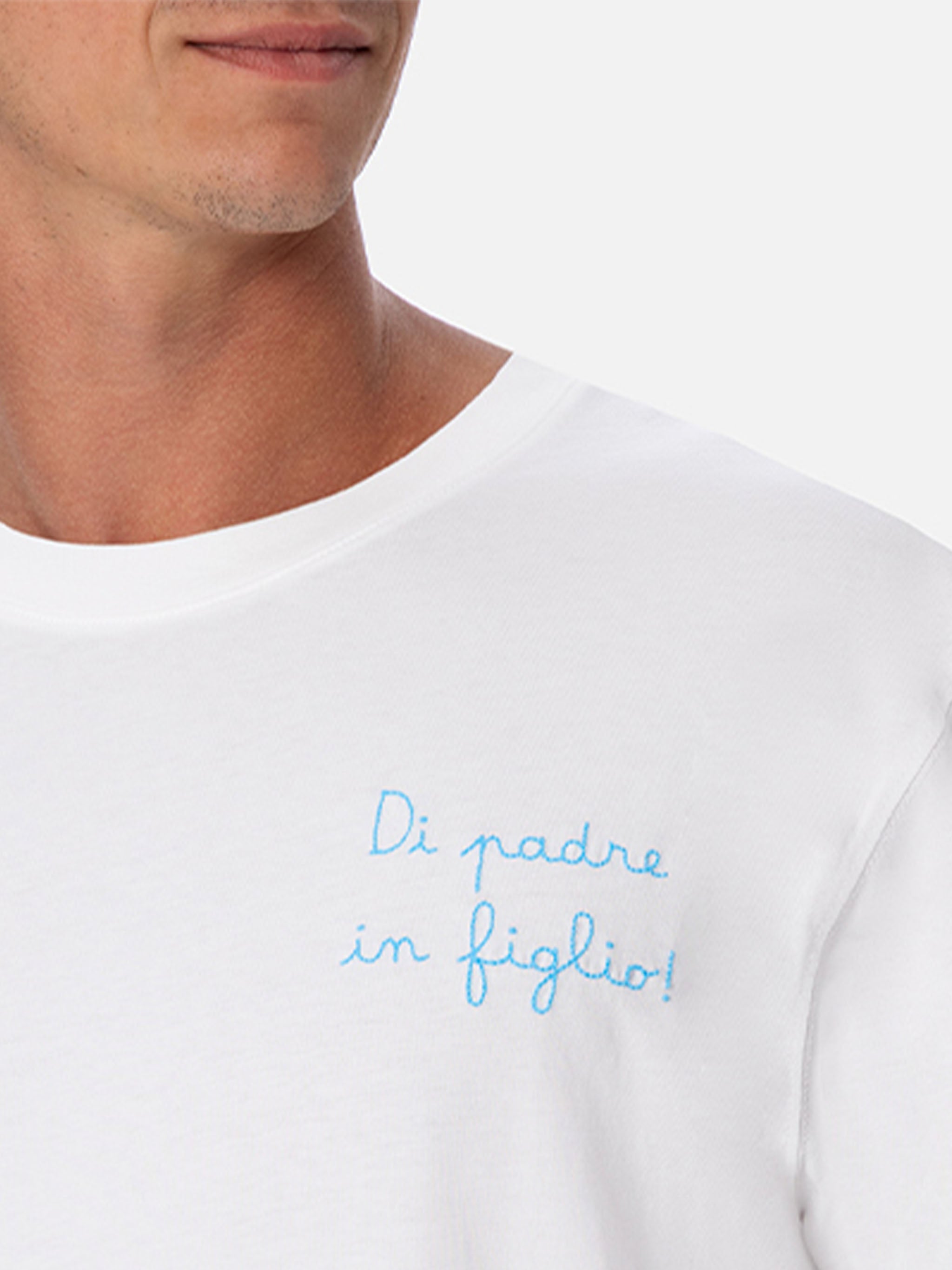 Cotton T-Shirt With Di Padre Figlio Embroidery | Ss Lazio Special Edition White