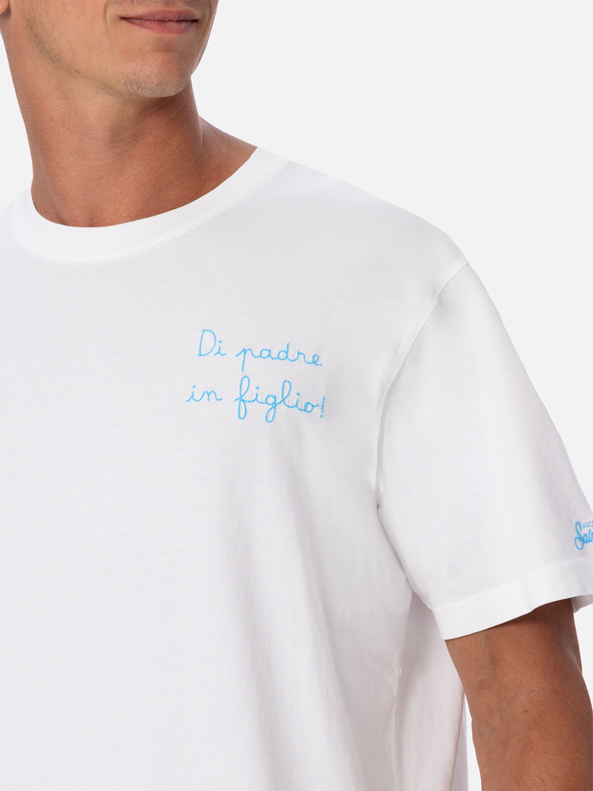 Cotton T-Shirt With Di Padre Figlio Embroidery | Ss Lazio Special Edition White