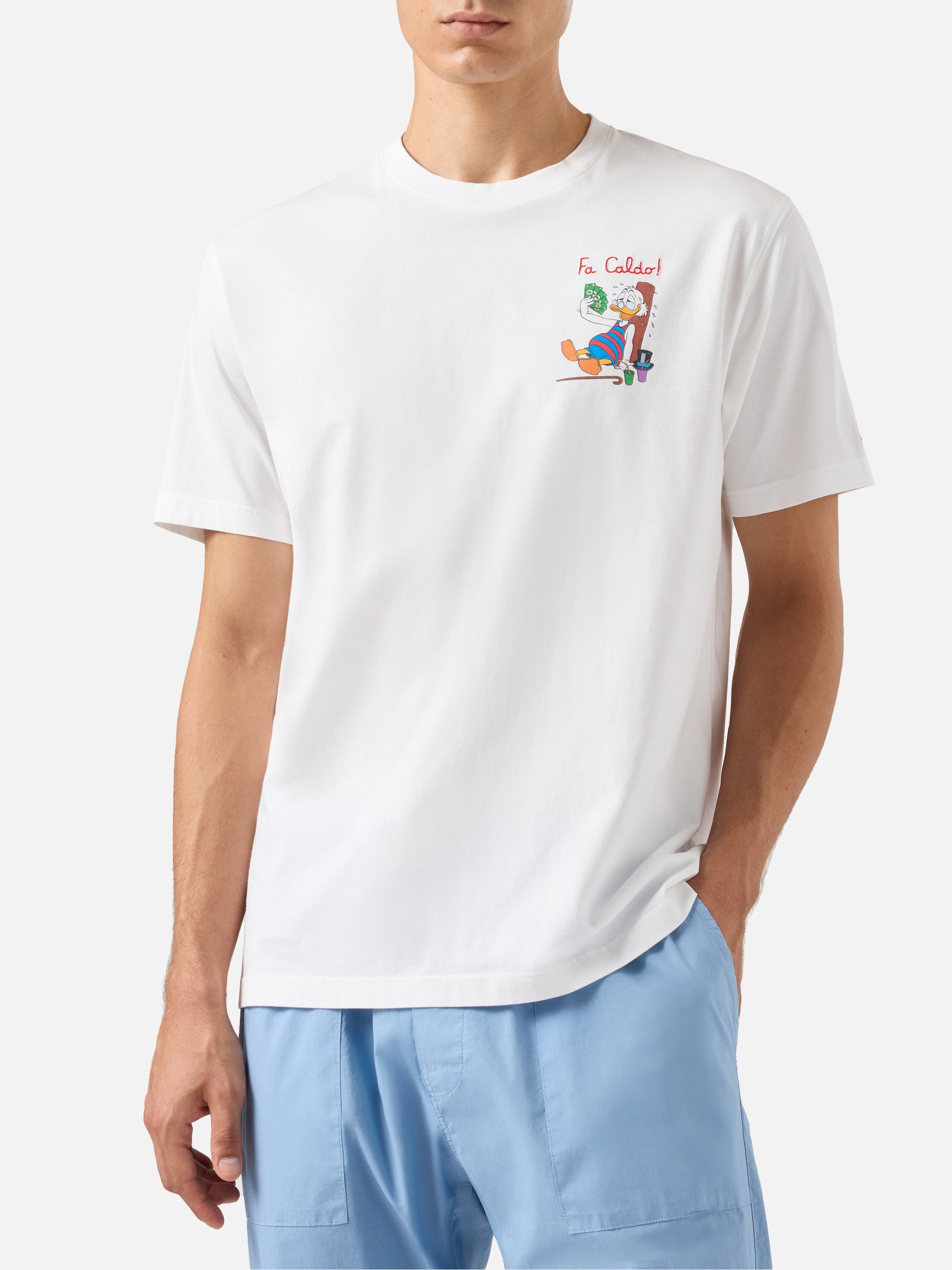 Cotton T-Shirt With Scrooge Print And Fa Caldo Embroidery | Disney® Special Edition White
