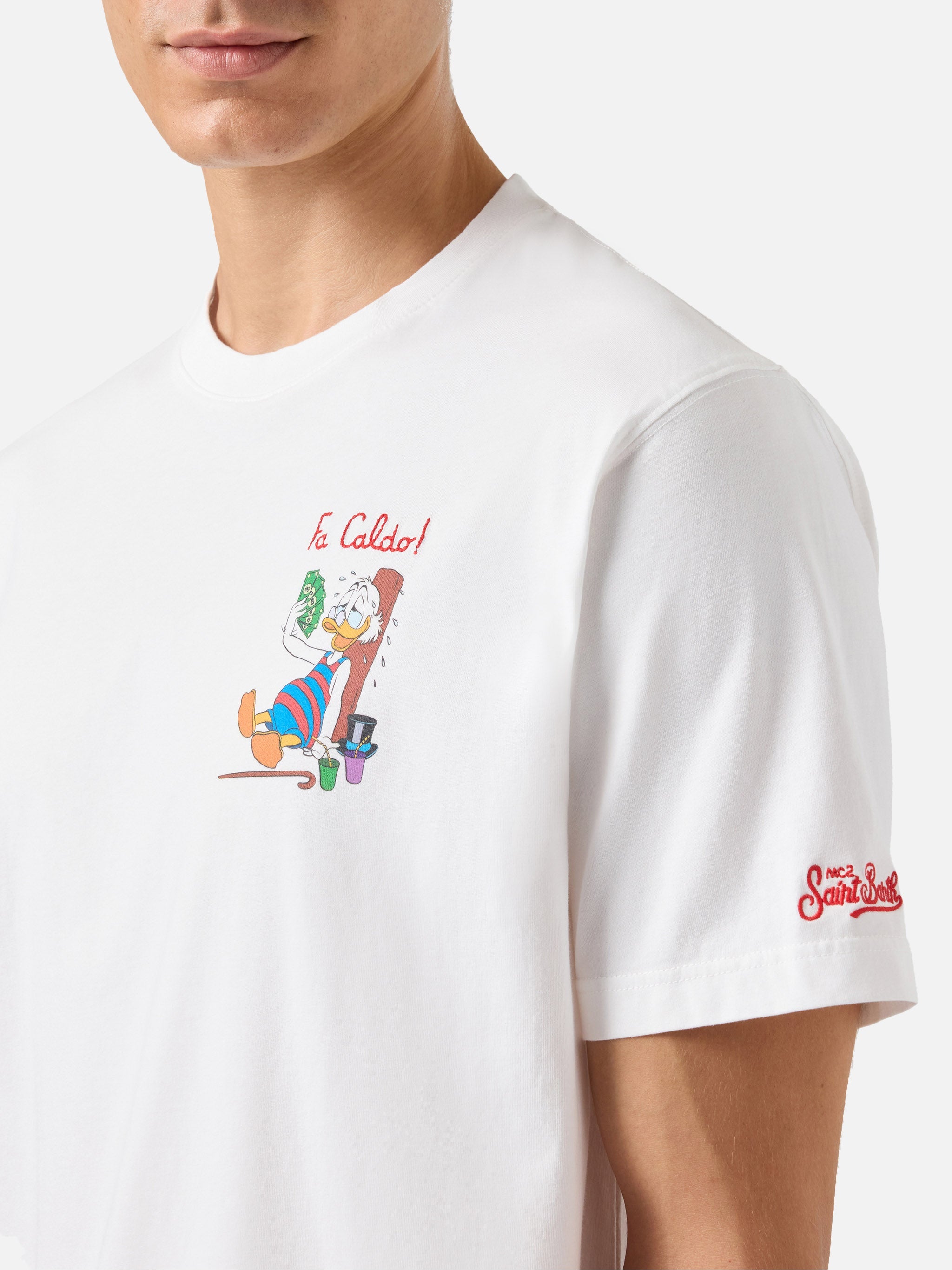 Cotton T-Shirt With Scrooge Print And Fa Caldo Embroidery | Disney® Special Edition White