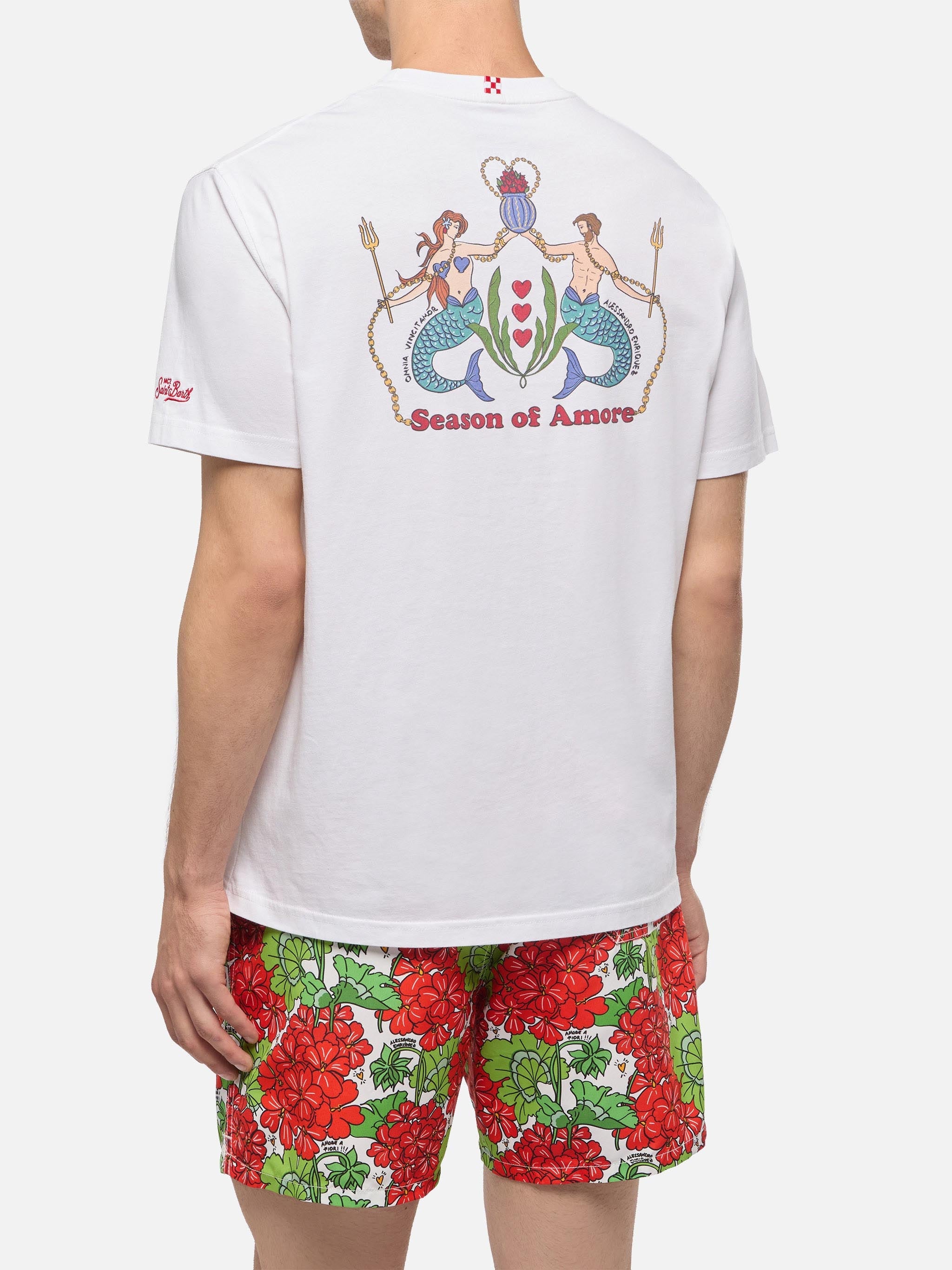 Cotton T-Shirt With Season Of Amore Print |alessandro Enriquez Special Edition White