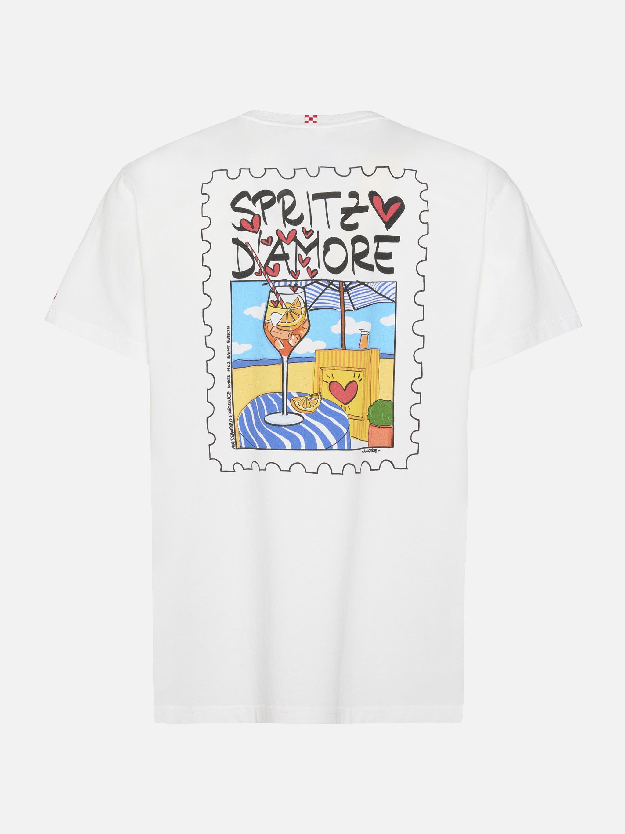 Cotton T-Shirt With Spritz Damore Print |alessandro Enriquez Special Edition White