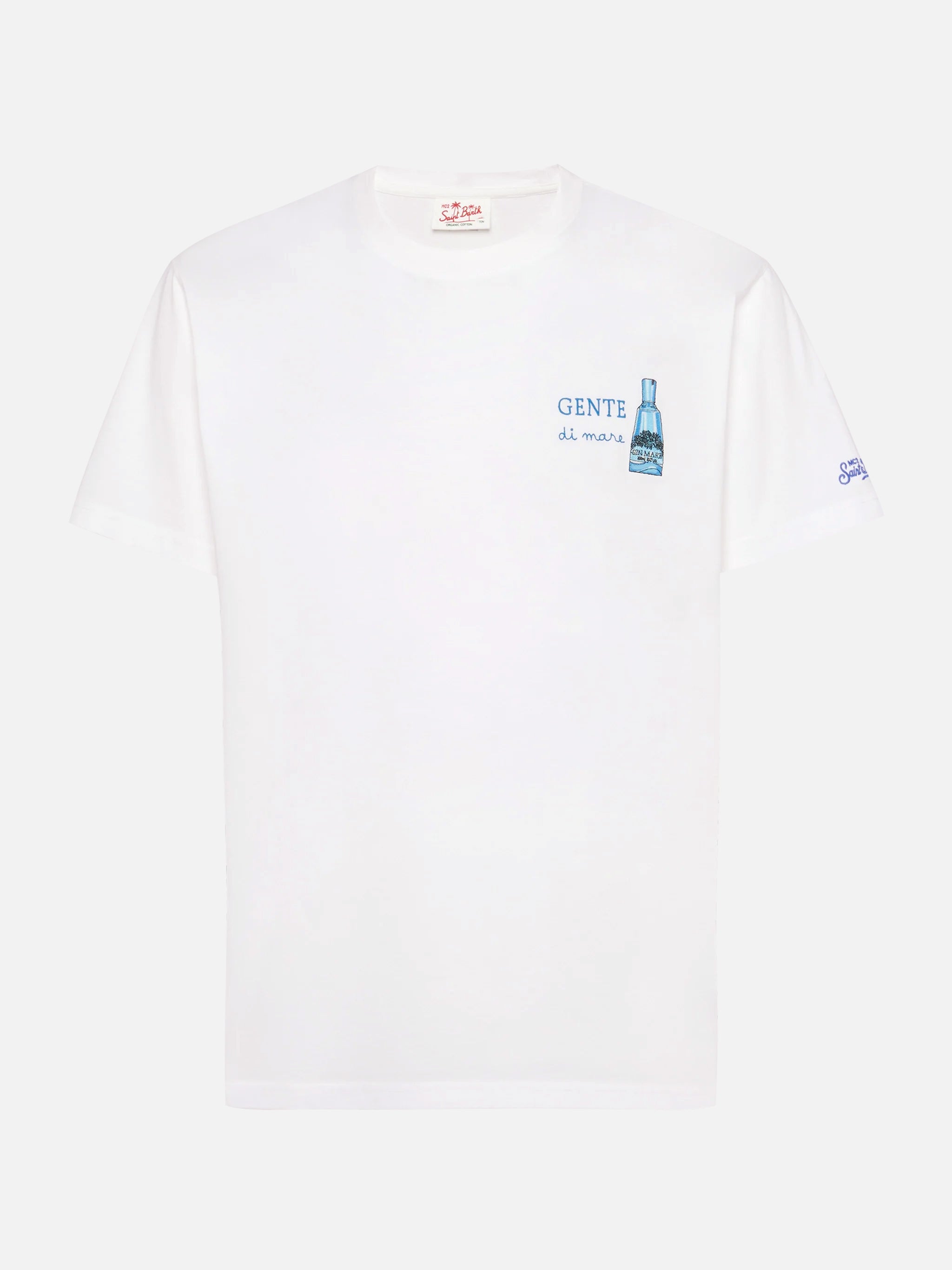 Cotton T-Shirt With Gente Di Mare Print And Embroidery | Gin Special Edition White