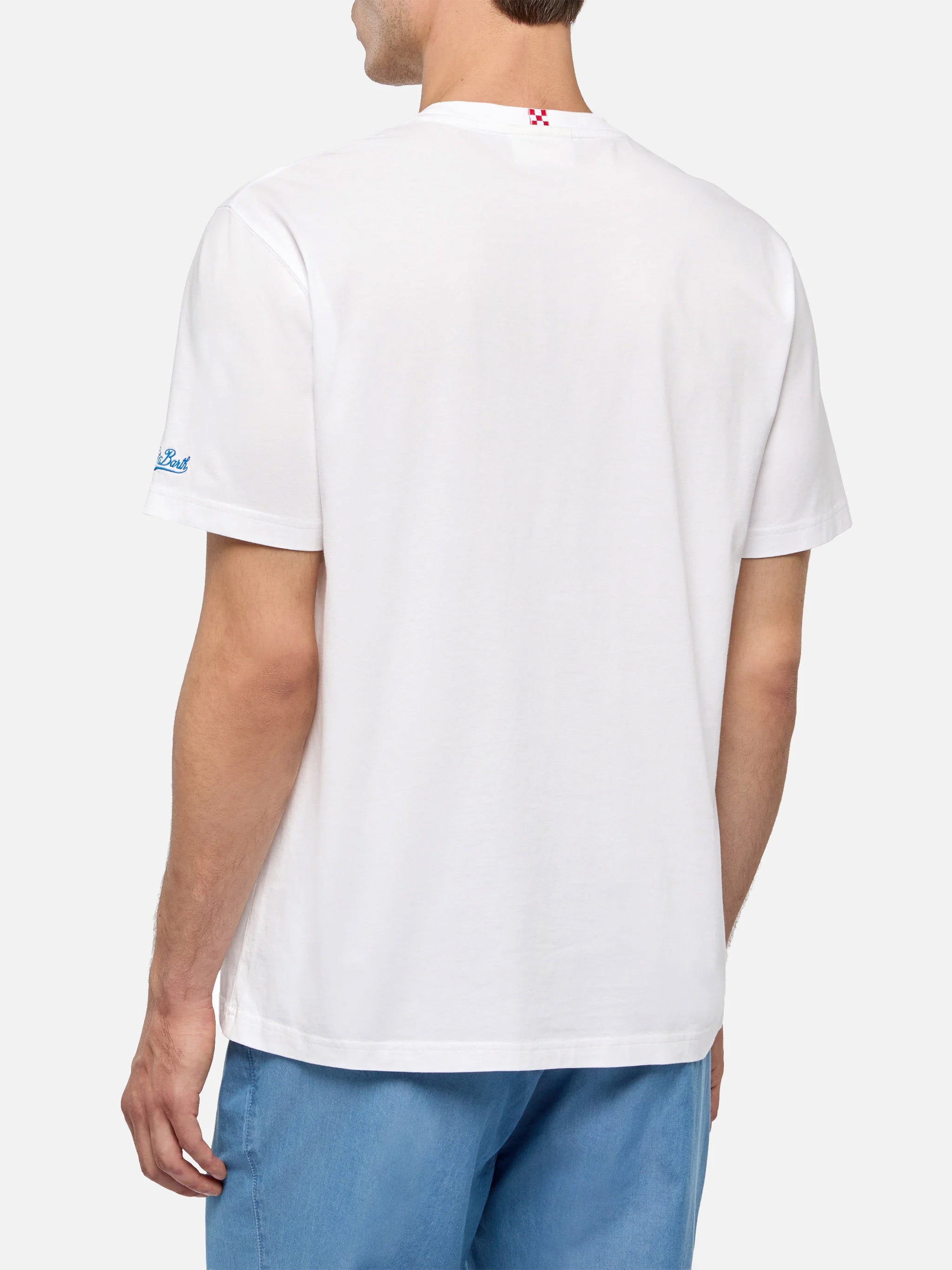 Cotton T-Shirt With Gente Di Mare Print And Embroidery | Gin Special Edition White