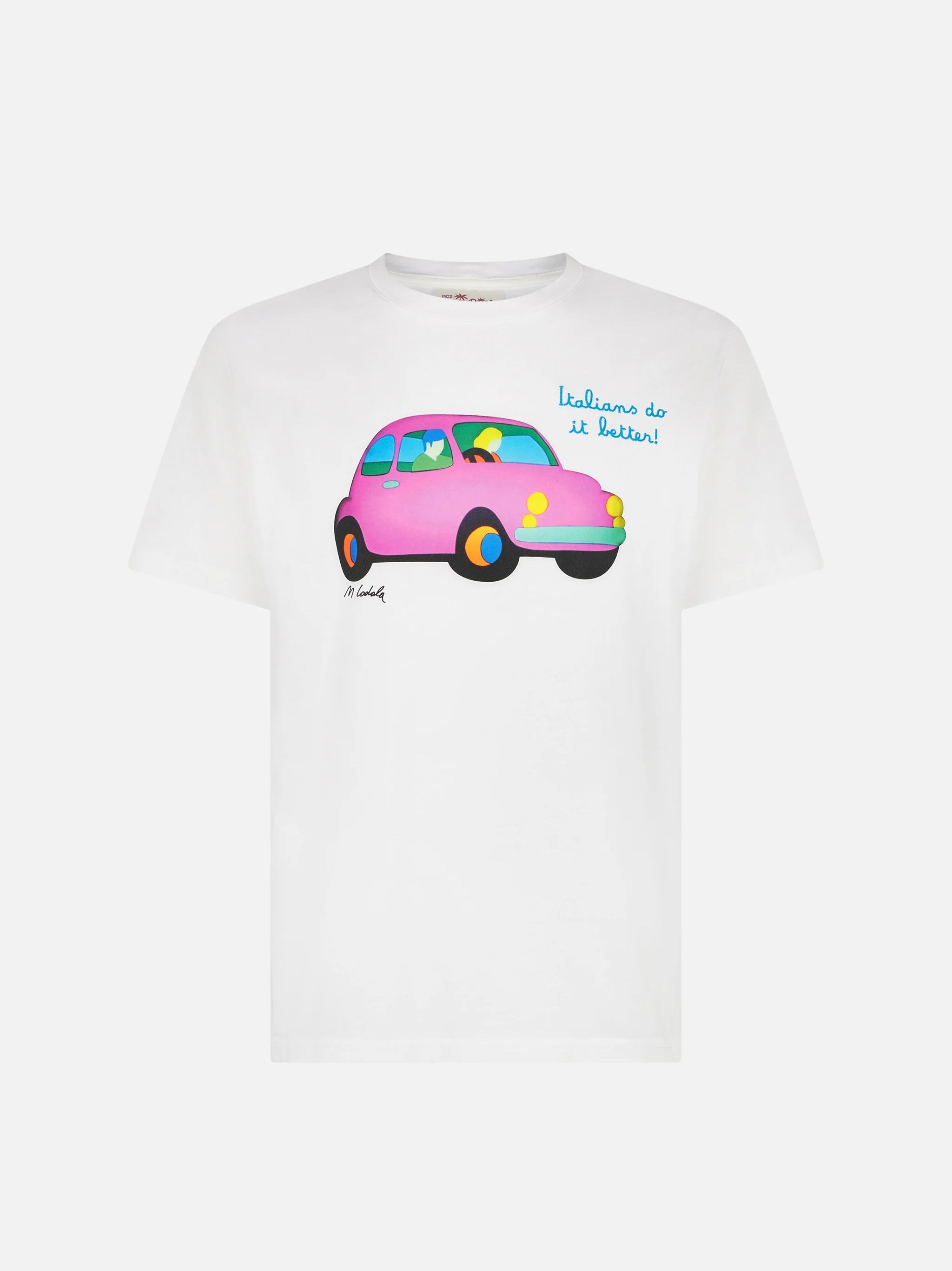 Cotton T-Shirt With Lodola Car Print | Marco Special Edition White