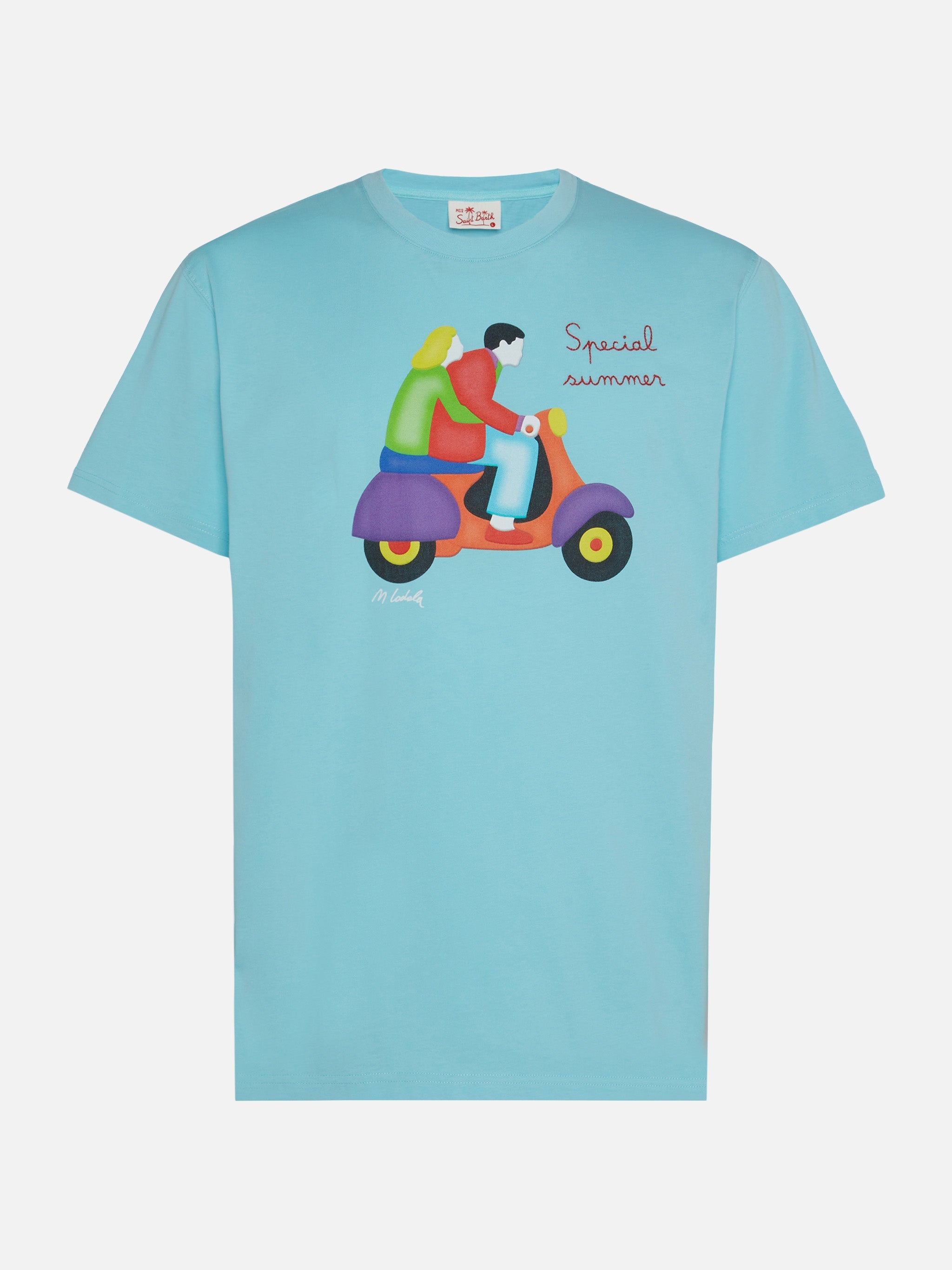 Cotton T-Shirt With Lodola Scooter Print | Marco Special Edition Green
