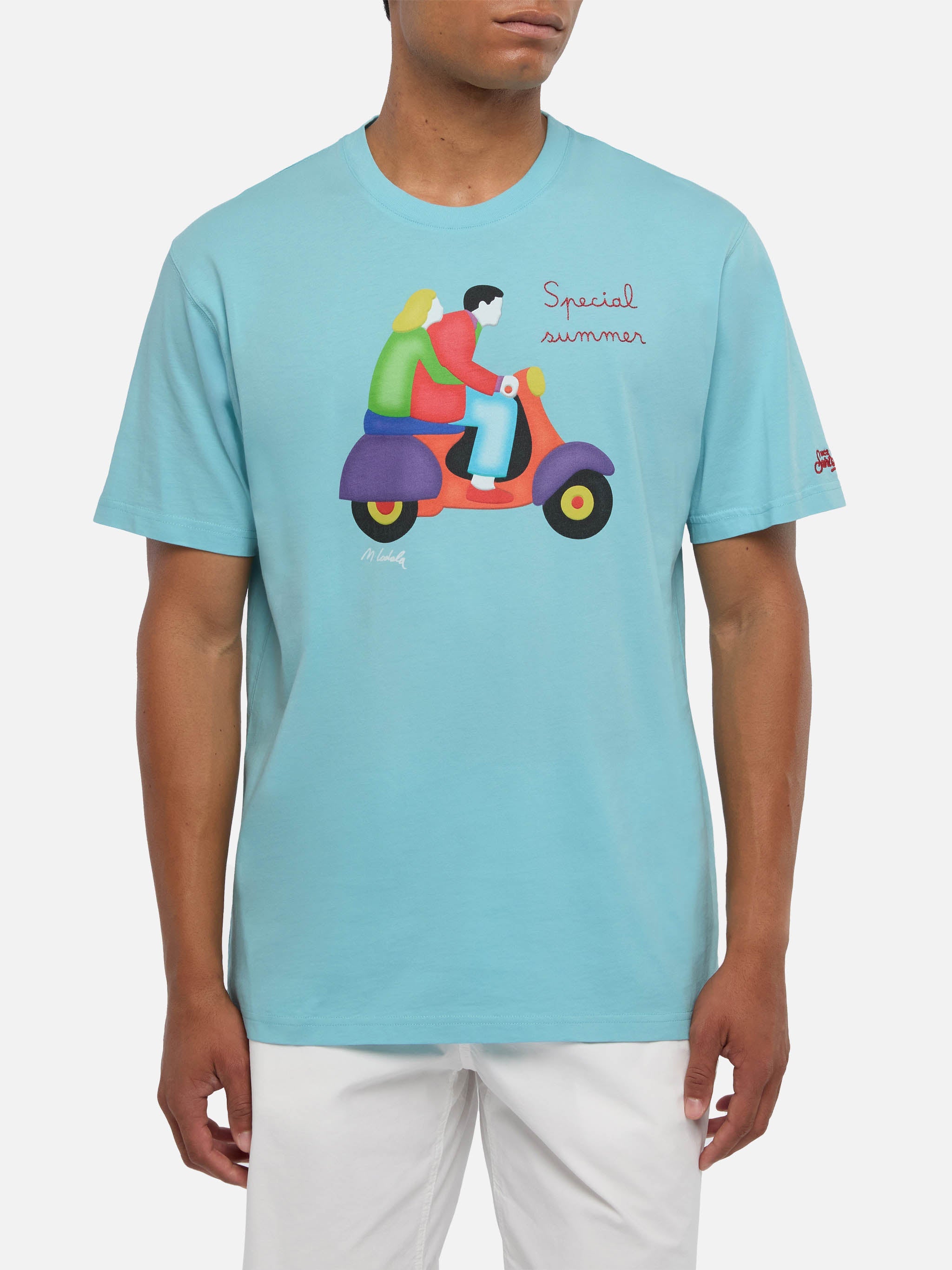 Cotton T-Shirt With Lodola Scooter Print | Marco Special Edition Green