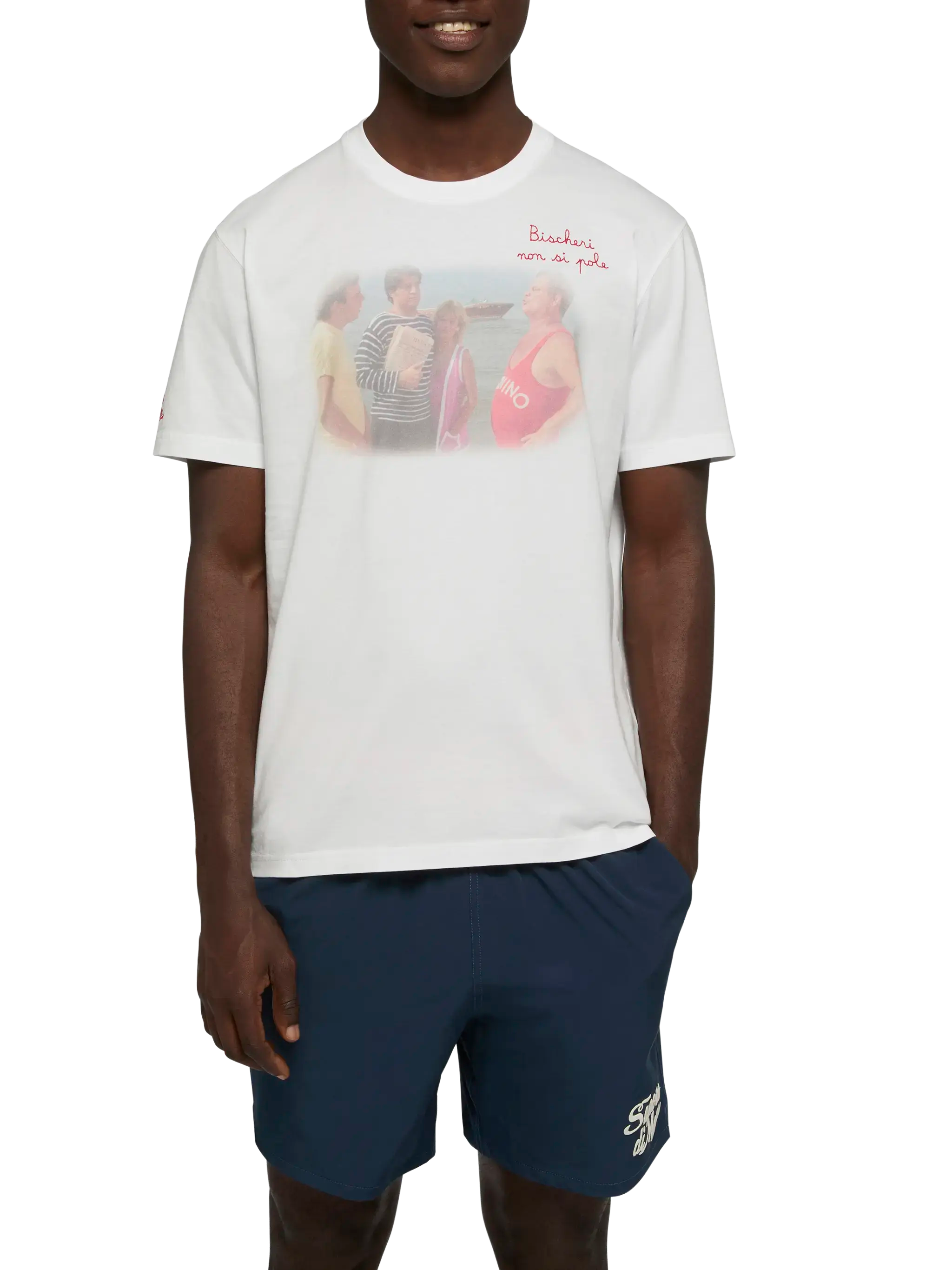 Cotton T-Shirt With Bischeri Non Si Pole Embroidery | Sapore Di Mare Special Edition White