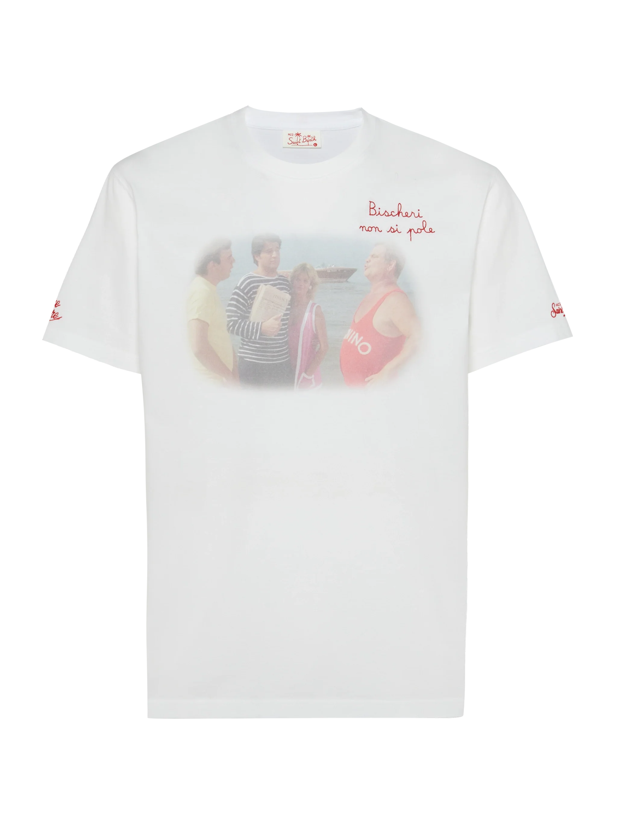 Cotton T-Shirt With Bischeri Non Si Pole Embroidery | Sapore Di Mare Special Edition White