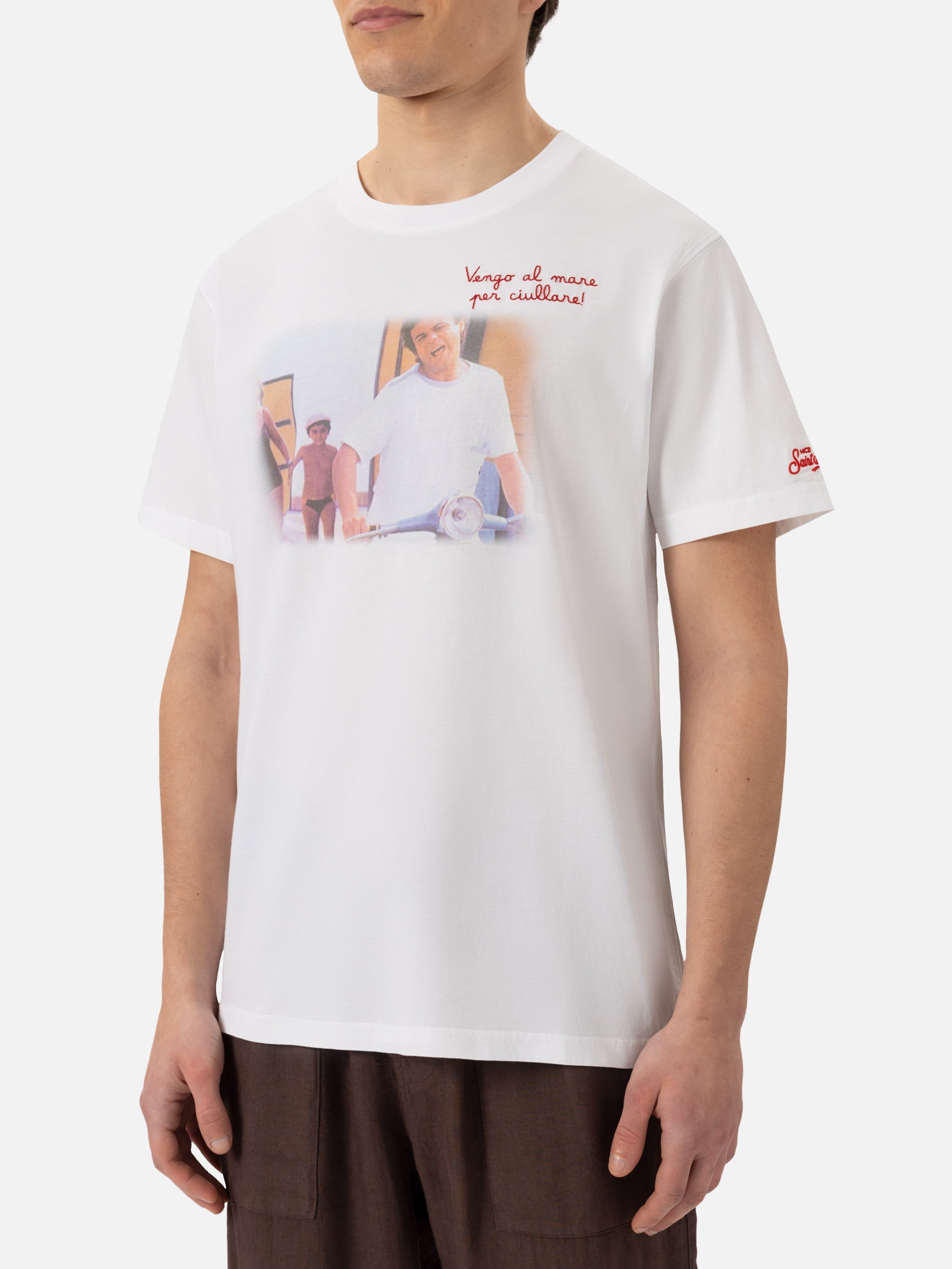 Cotton T-Shirt With Vado Al Mare Per Embroidery |sapore Di Special Edition White