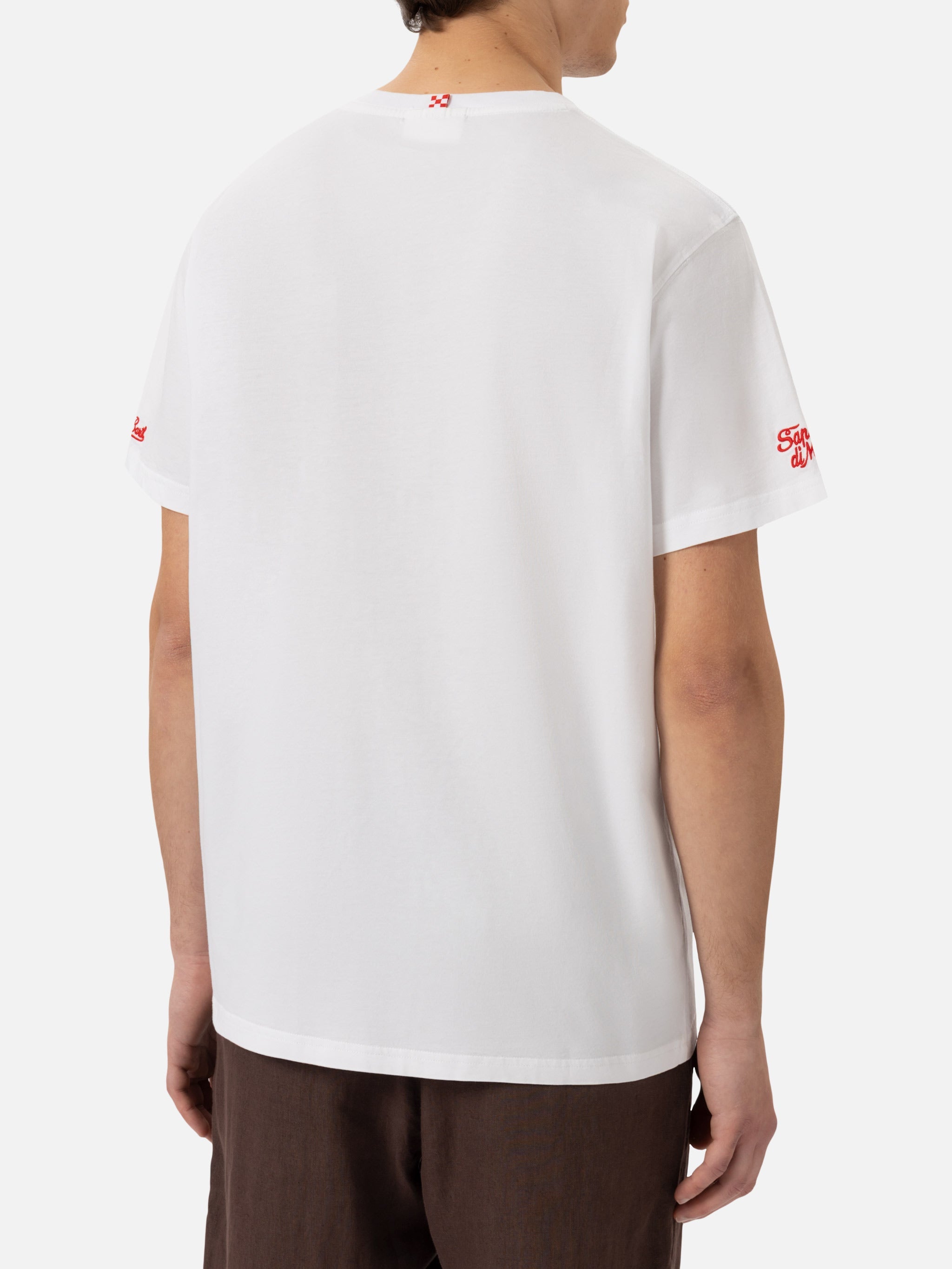 Cotton T-Shirt With Vado Al Mare Per Embroidery |sapore Di Special Edition White