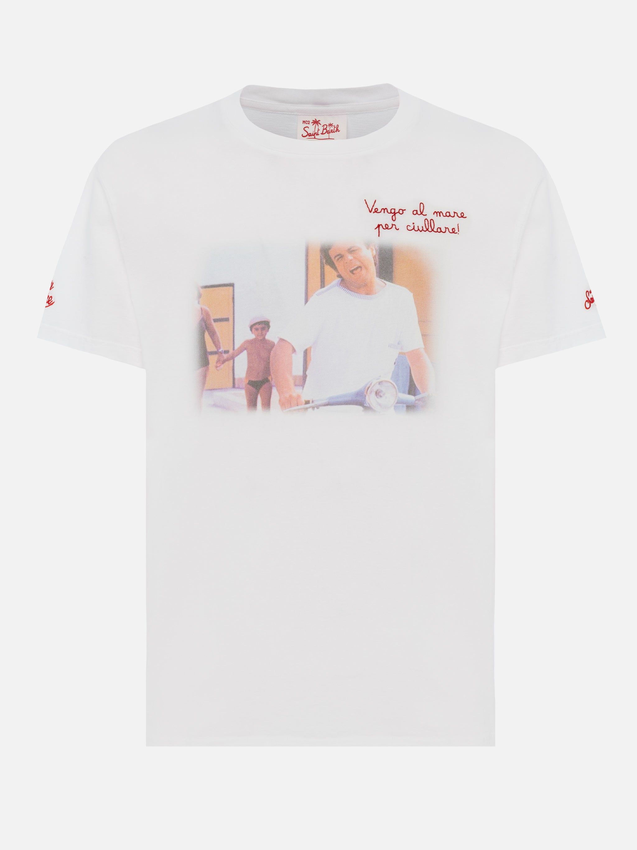 Cotton T-Shirt With Vado Al Mare Per Embroidery |sapore Di Special Edition White