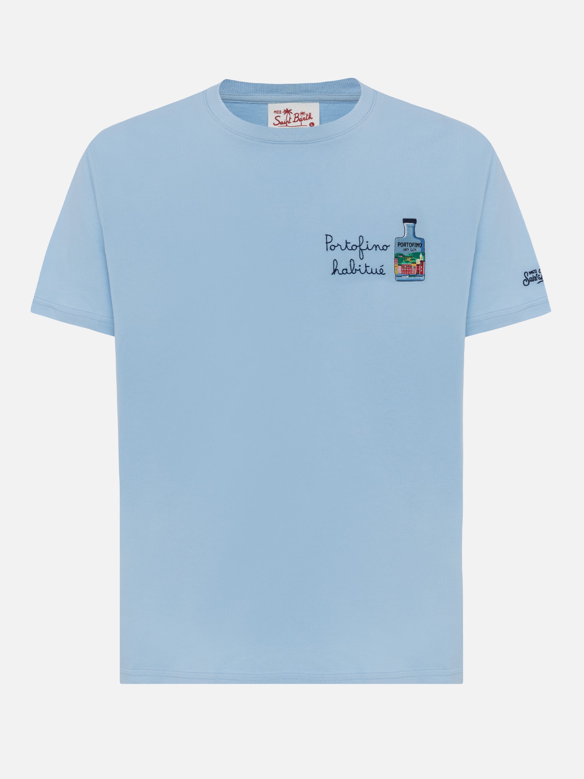 Cotton T-Shirt With Portofino Habituè Embroidery |portofino Dry Gin Special Edition Blue