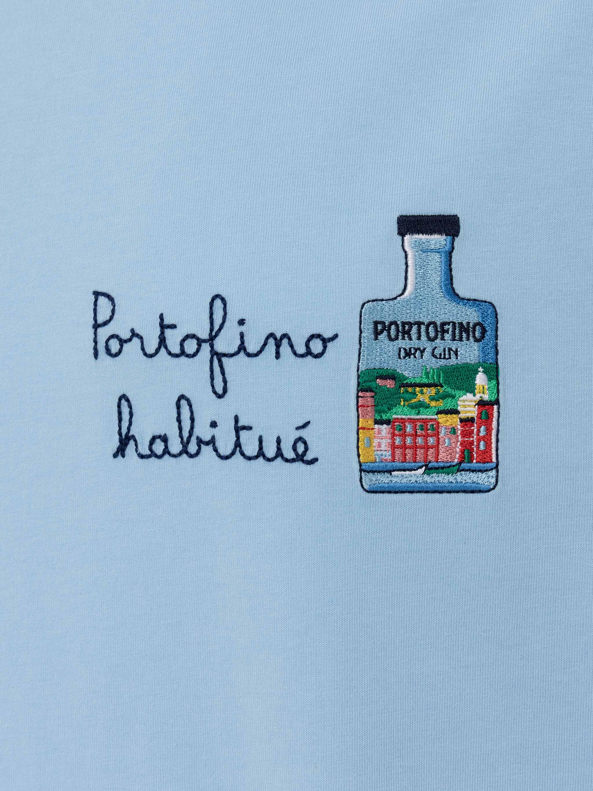 Cotton T-Shirt With Portofino Habituè Embroidery |portofino Dry Gin Special Edition Blue