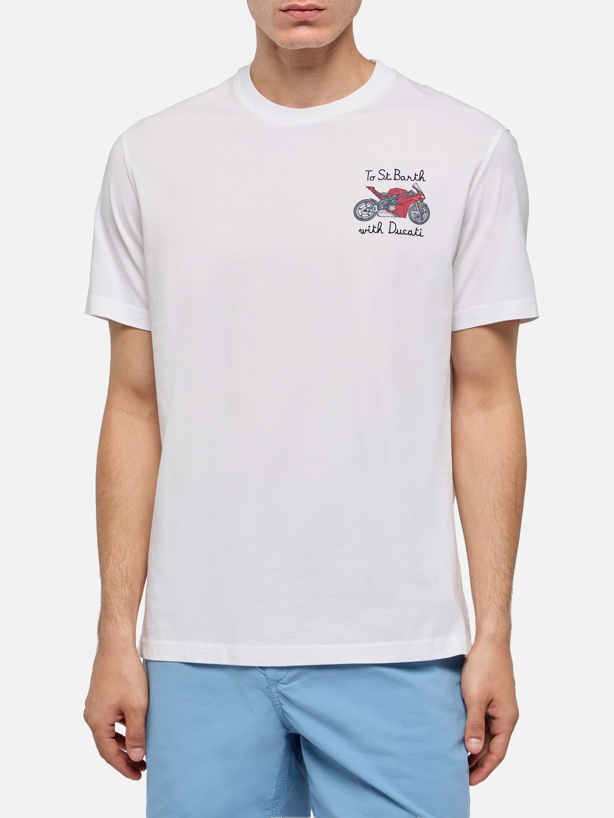 Cotton T-Shirt With To St. Barth Ducati Embroidery | Motors® Special Edition White
