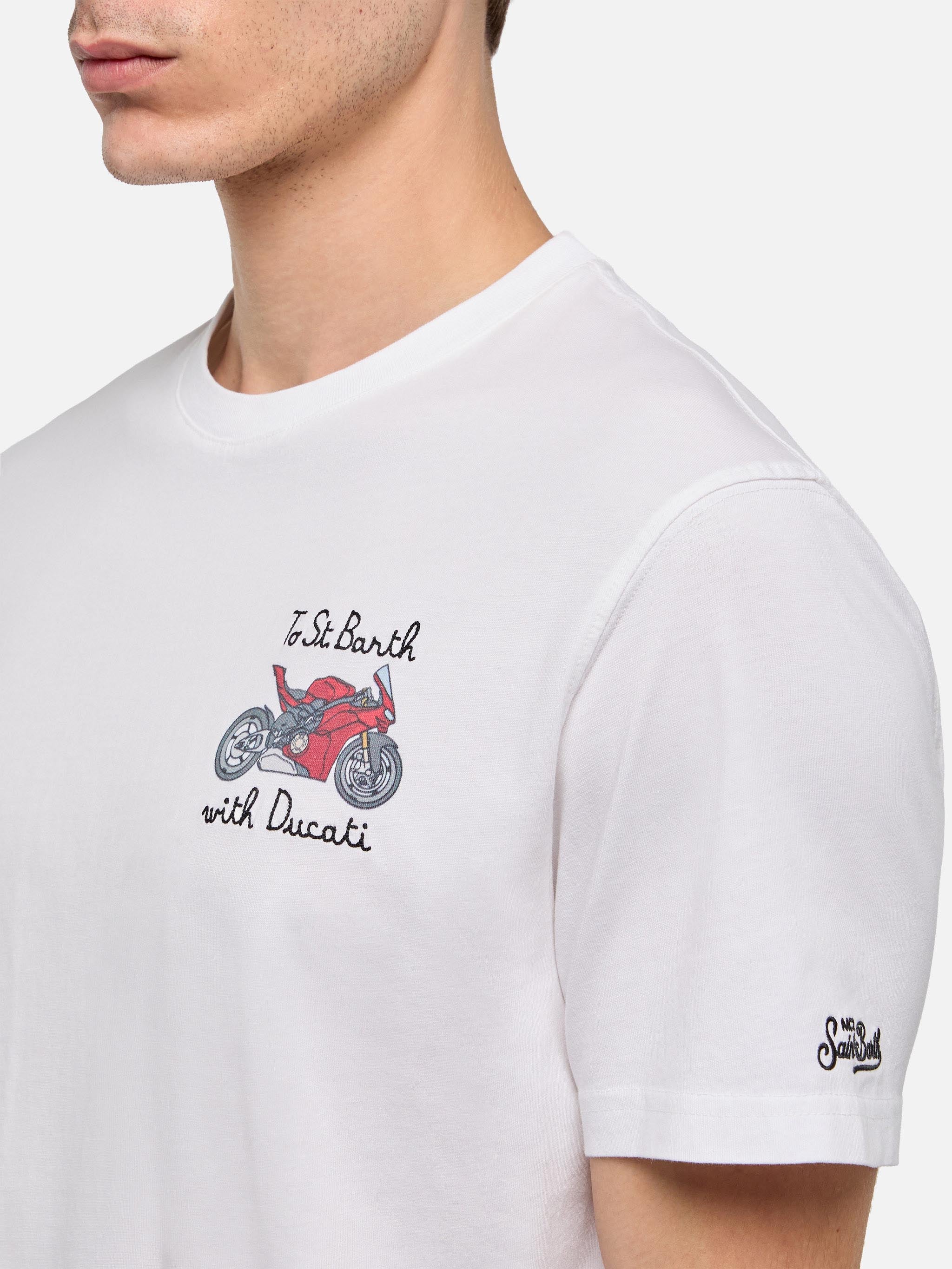Cotton T-Shirt With To St. Barth Ducati Embroidery | Motors® Special Edition White