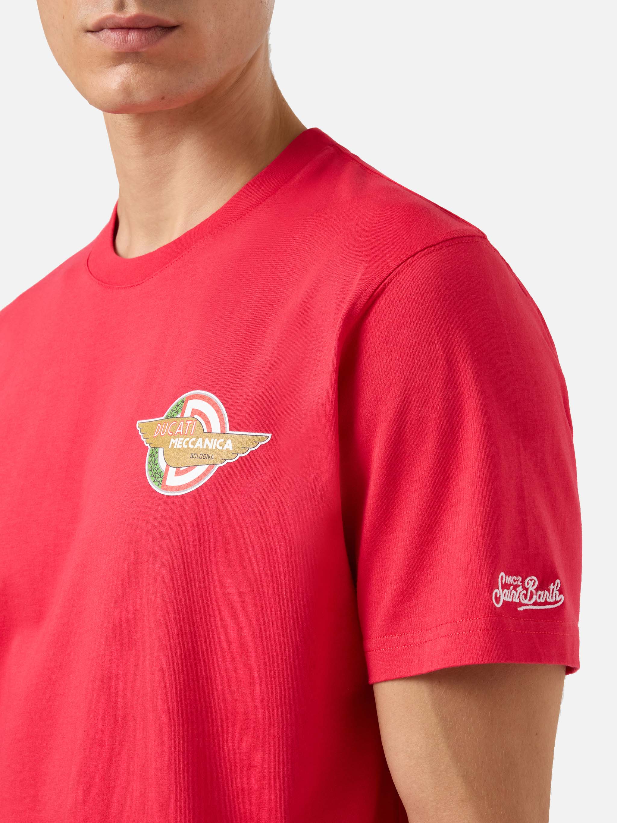 Cotton T-Shirt With Ducati Meccanica Logo Print | Motors® Special Edition Red