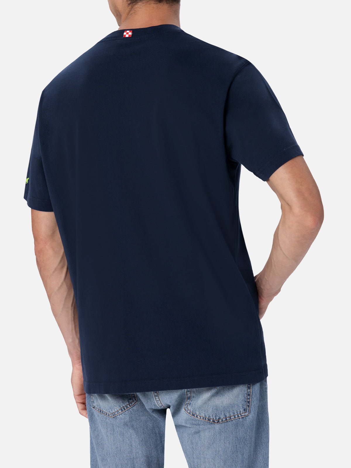 Man Cotton T-Shirt With Lodola Placed Print And Embroidery | Marco Special Edition Blue