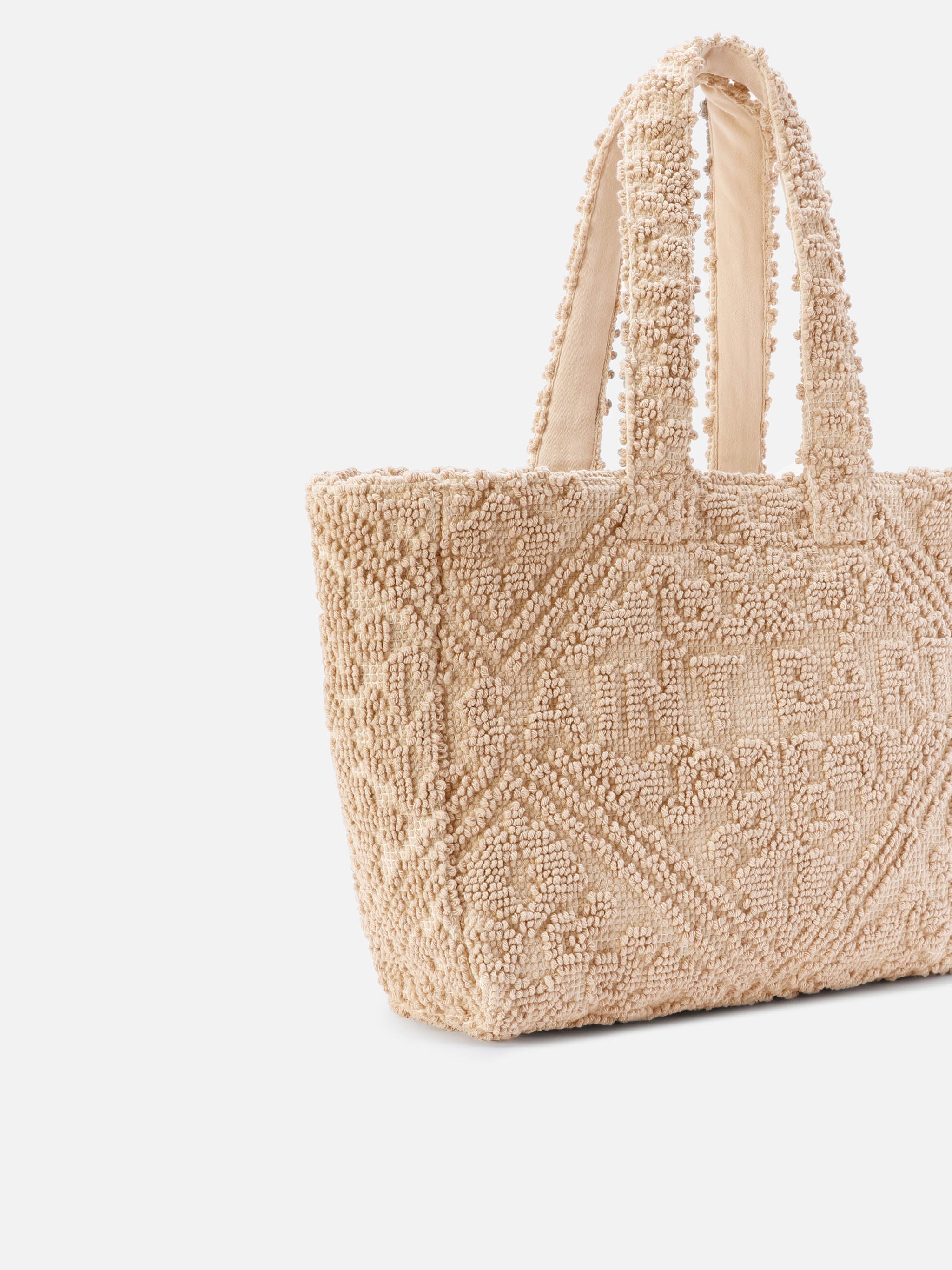 Cotton Tufting Bag With Raised Embroidery Brown