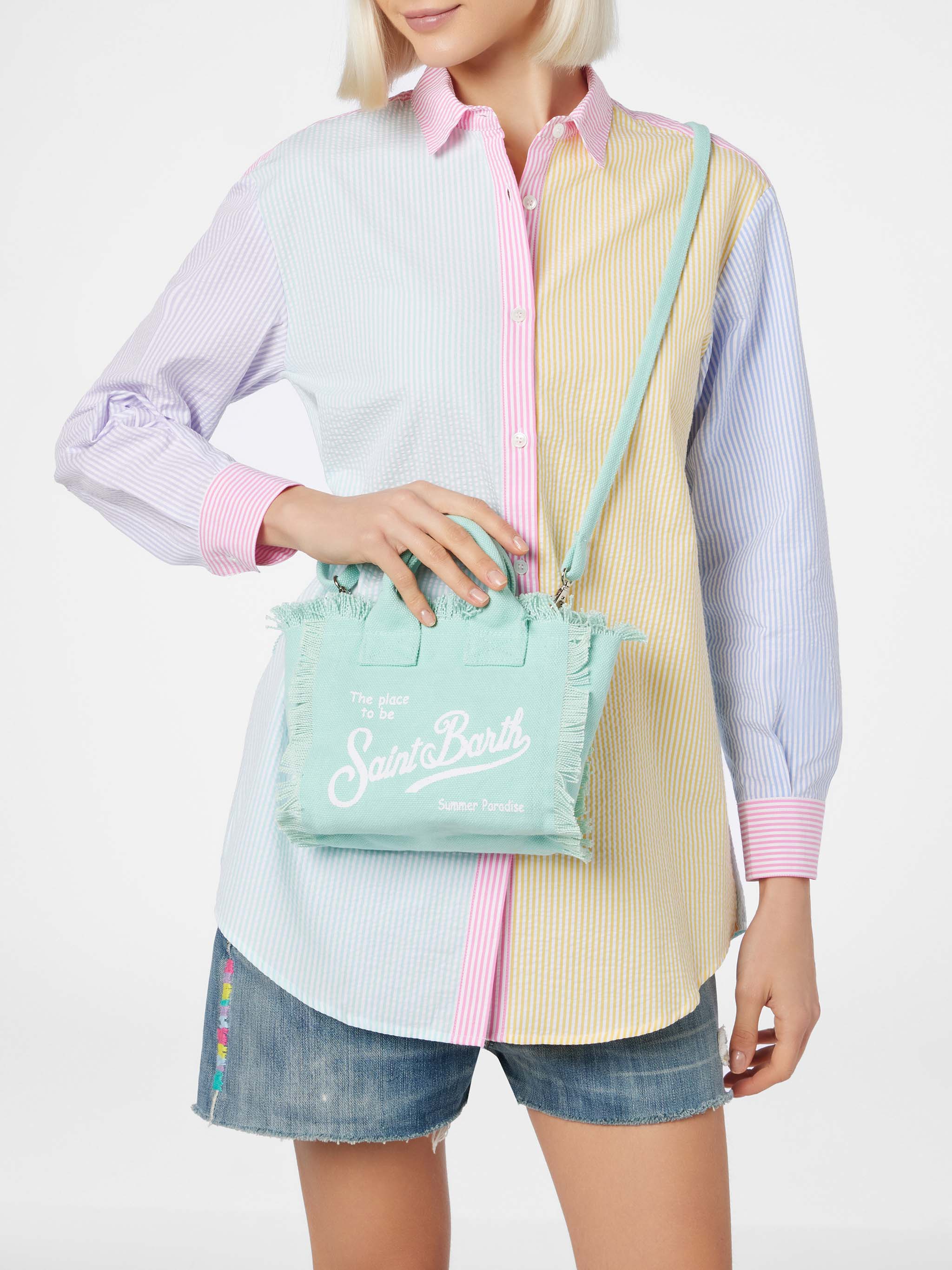 Water Green Cotton Canvas Mini Vanity Bag __single__