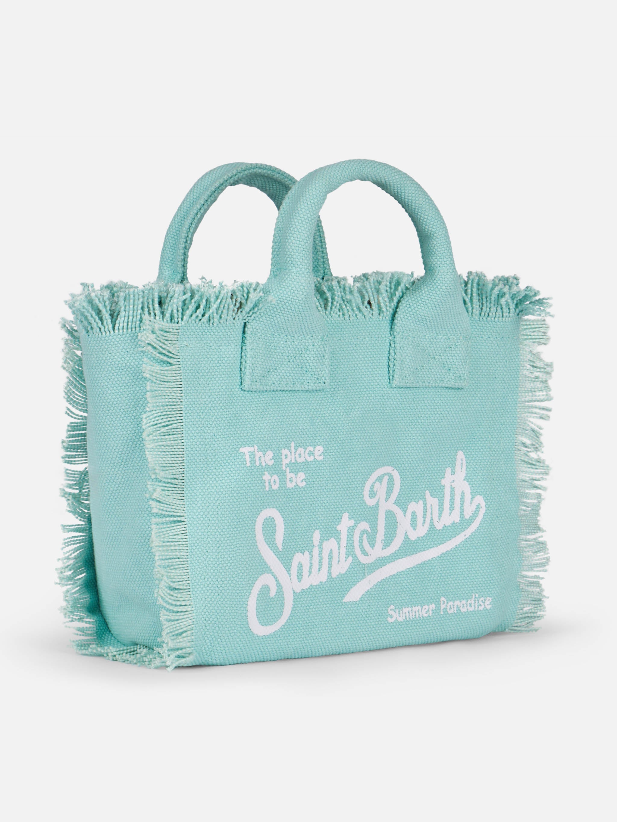 Water Green Cotton Canvas Mini Vanity Bag __single__