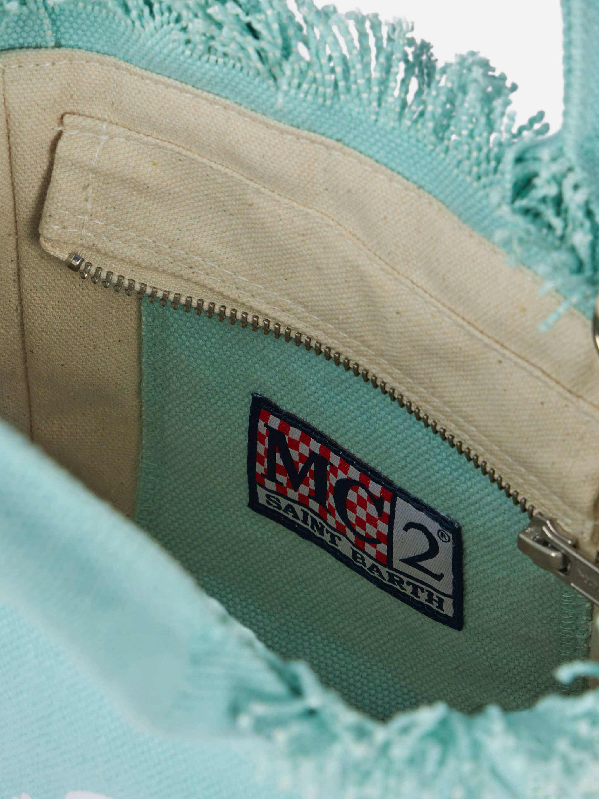 Water Green Cotton Canvas Mini Vanity Bag __single__