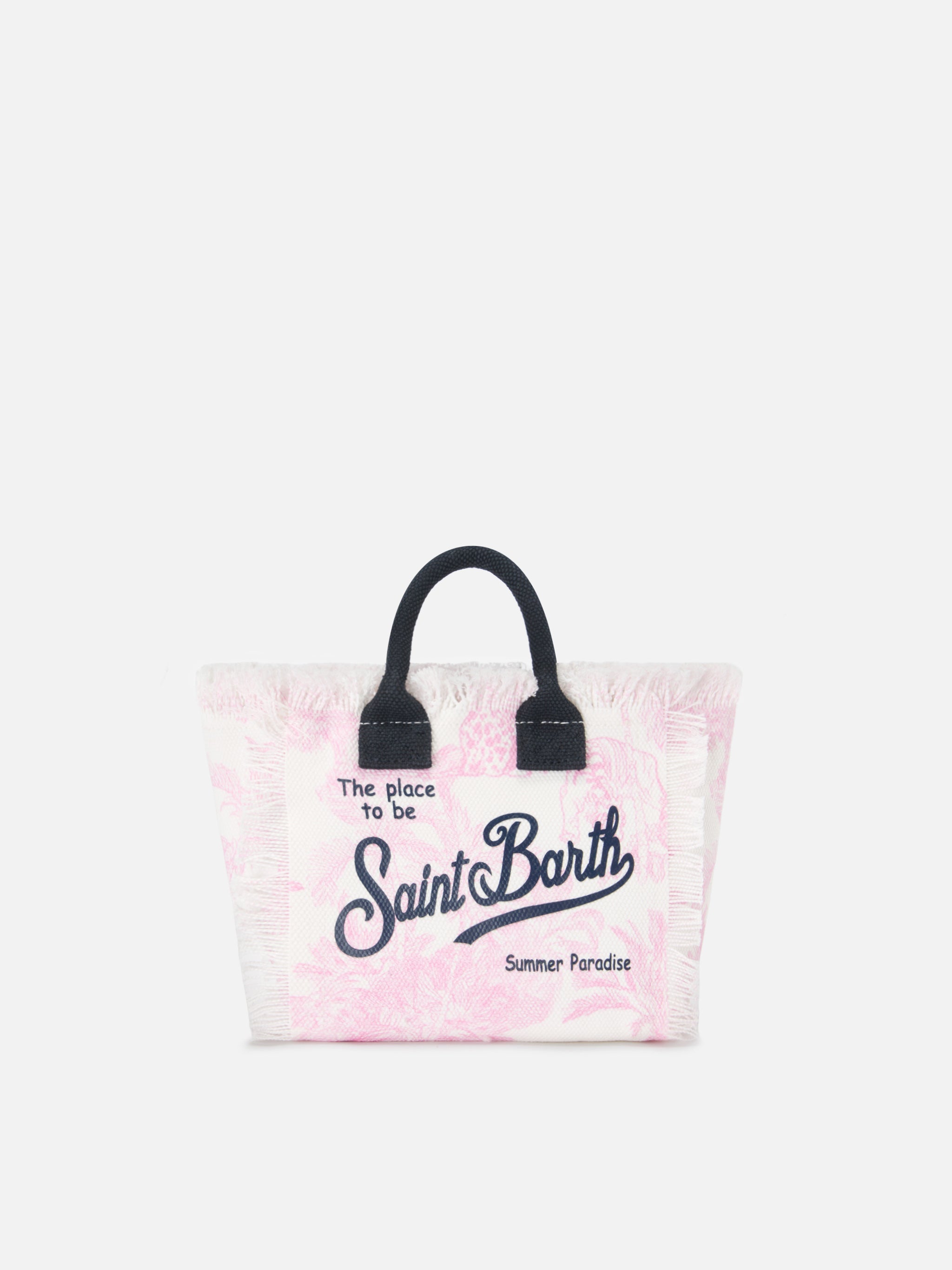 Canvas Vanity Mini Bag With Pink Toile De Jouy Print